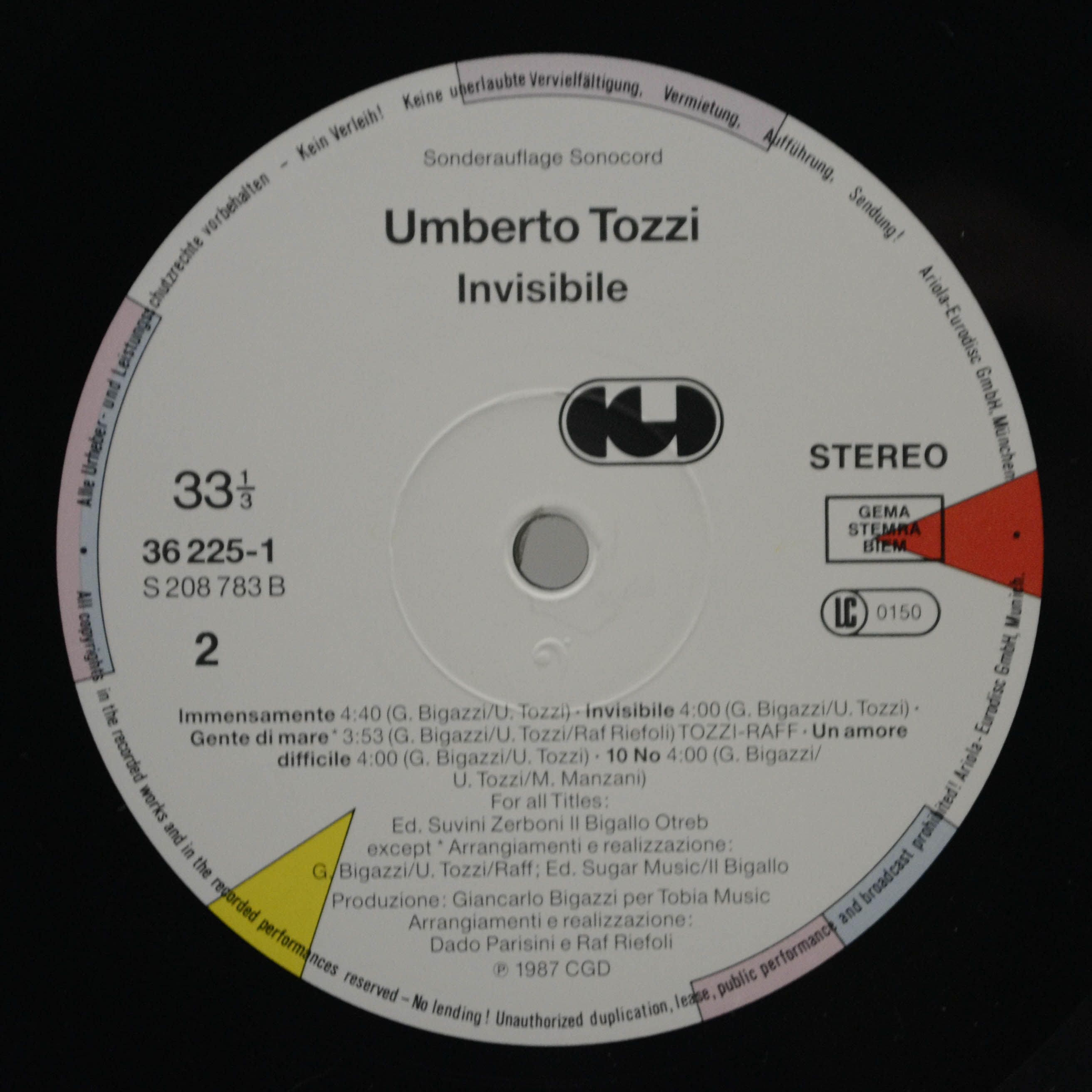 Umberto Tozzi — Invisibile, 1987