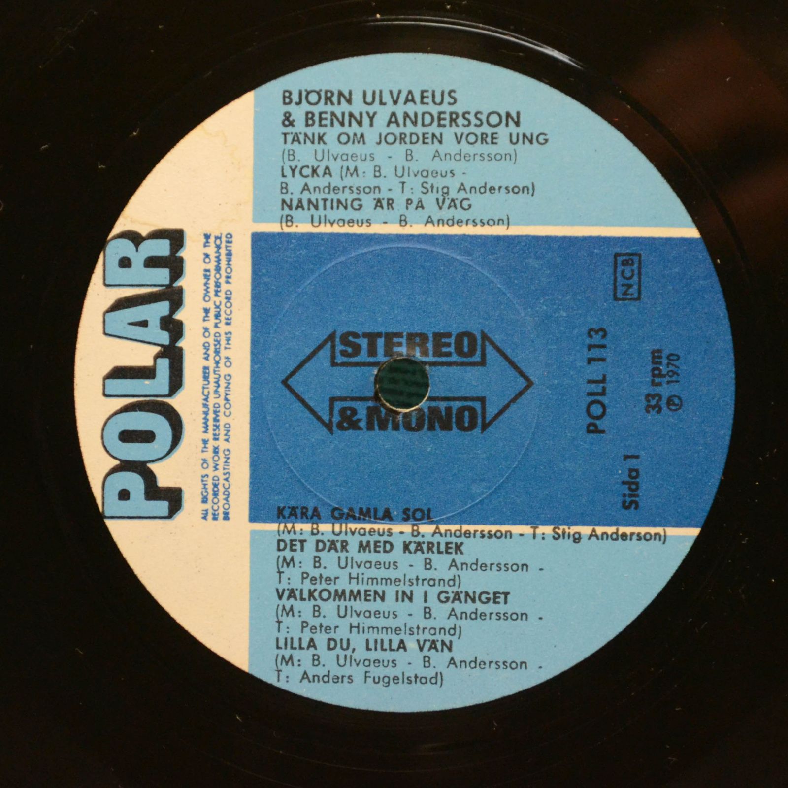 Björn Ulvaeus & Benny Andersson — "Lycka" (Sweden), 1970