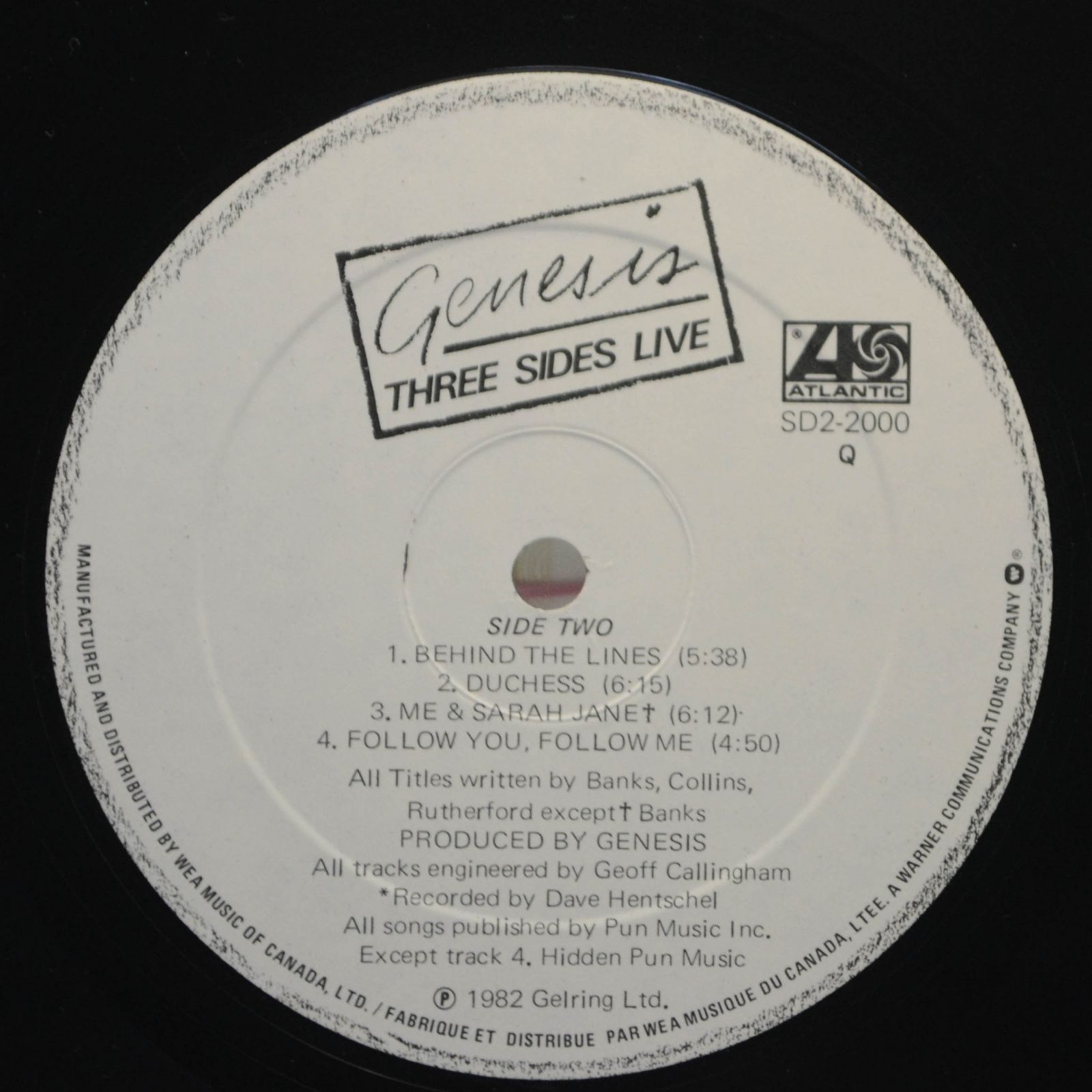 Genesis — Three Sides Live (2LP), 1982