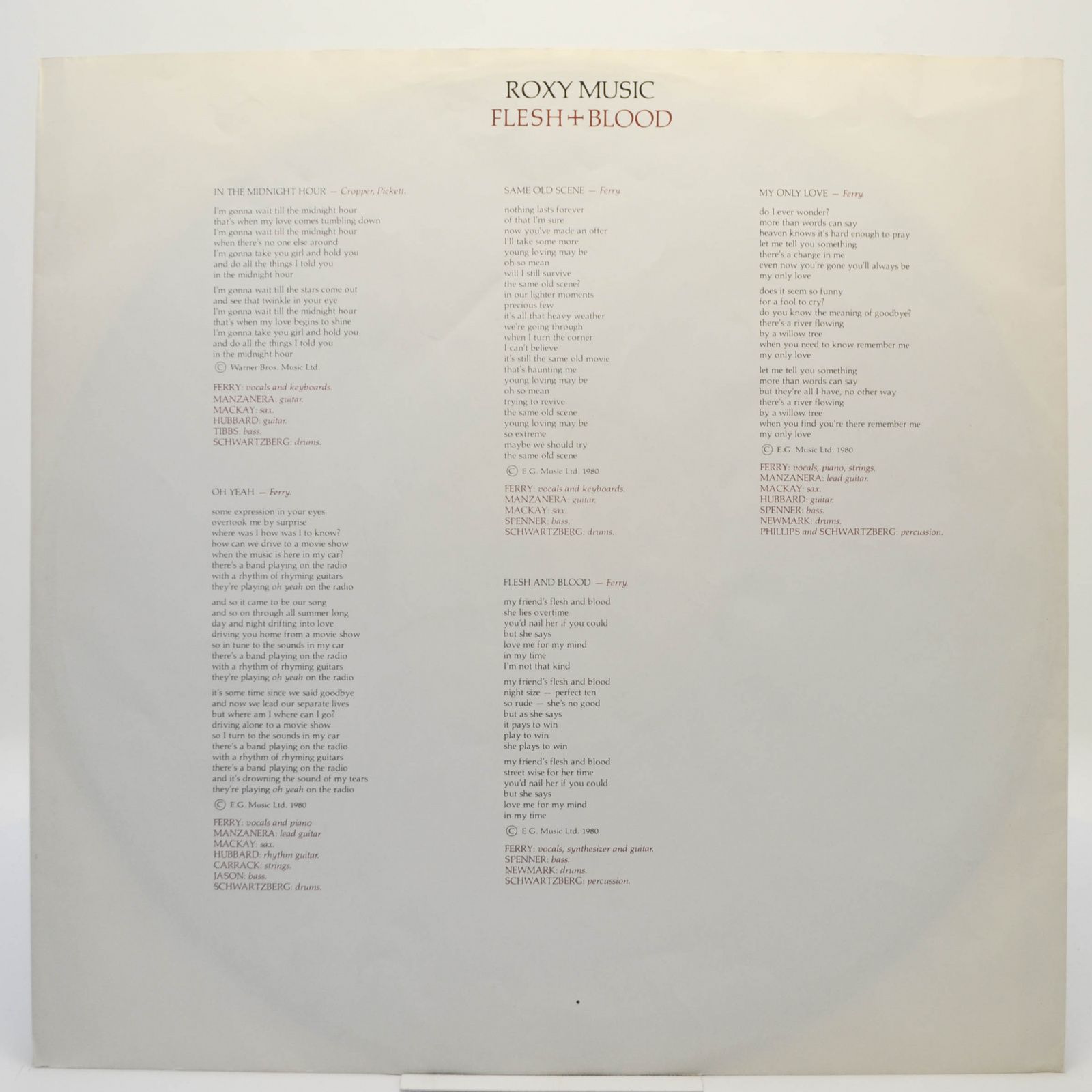 Roxy Music — Flesh + Blood, 1980