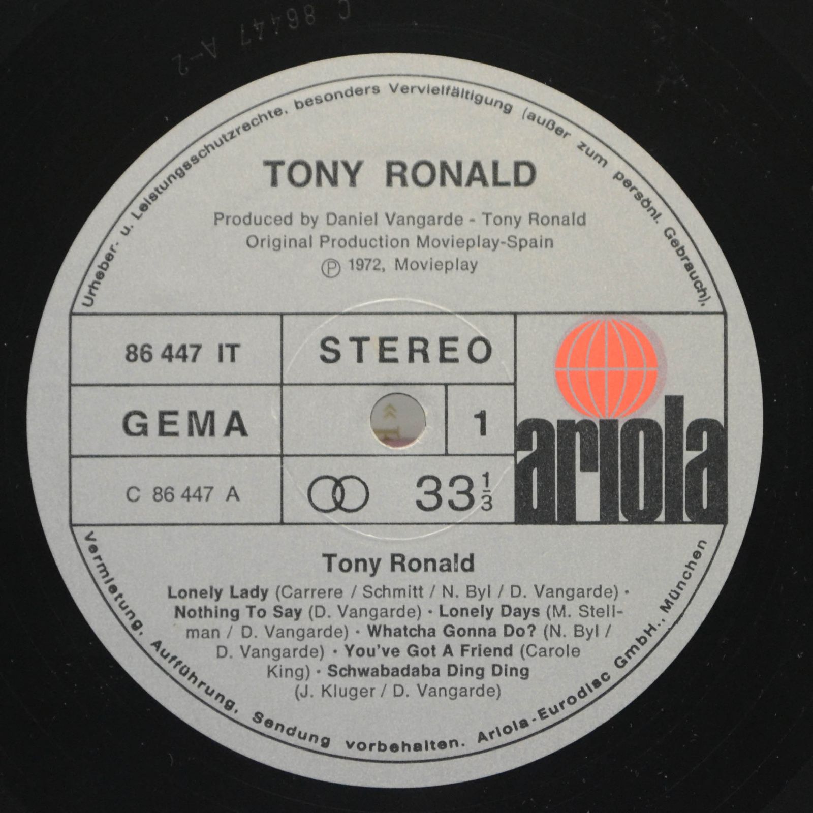 Tony Ronald — Tony Ronald, 1972