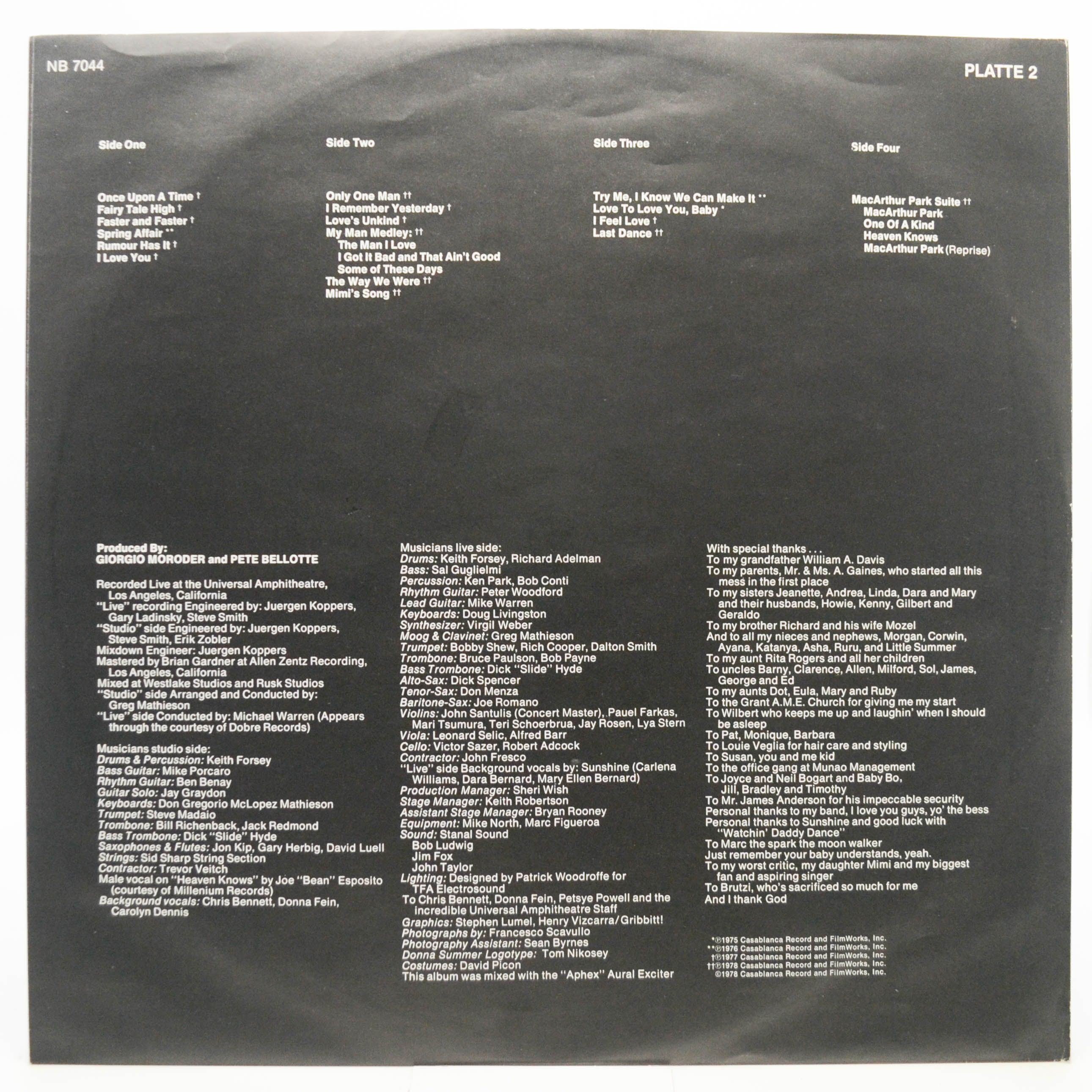 Donna Summer — Live And More (2LP), 1978