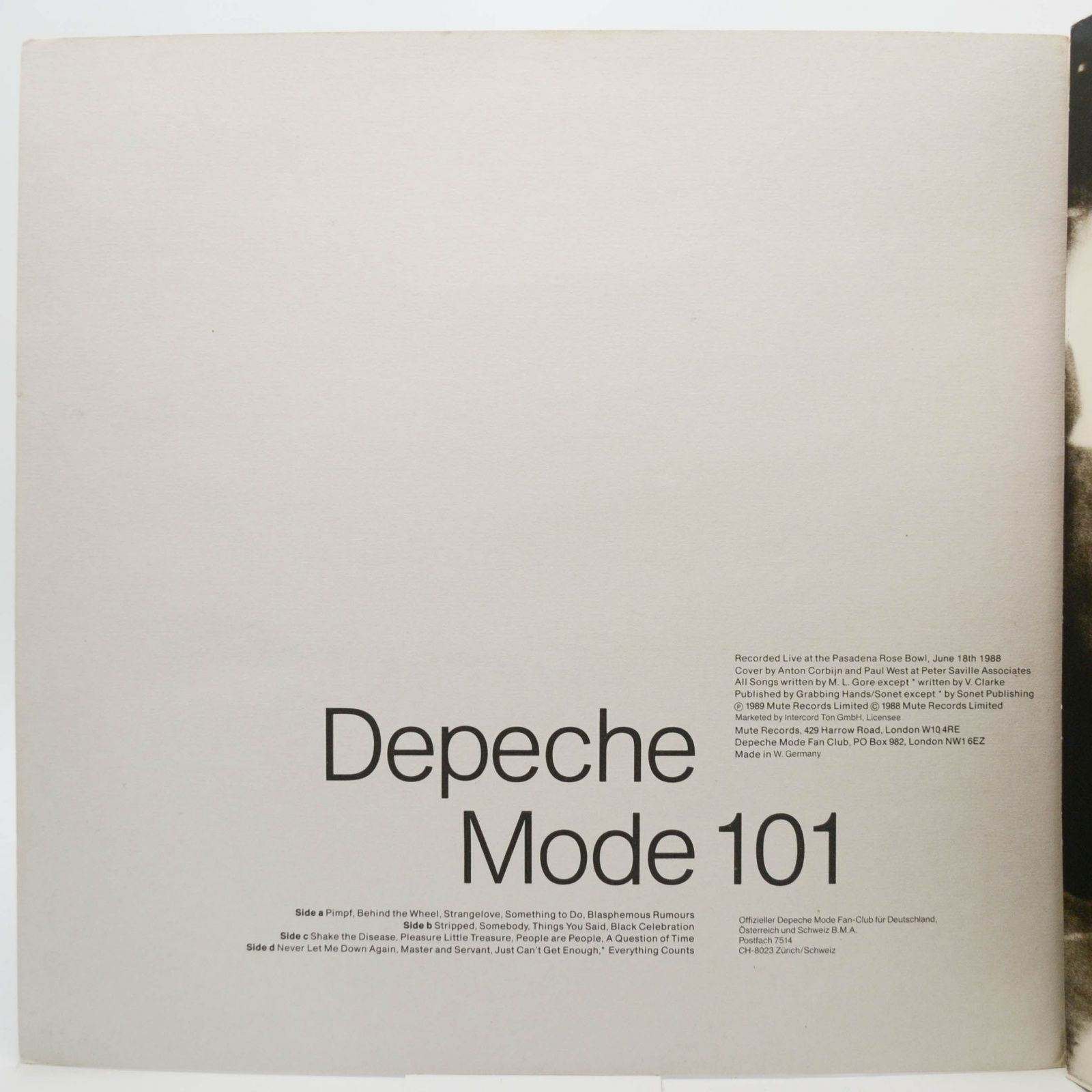 Depeche Mode — 101 (2LP), 1989