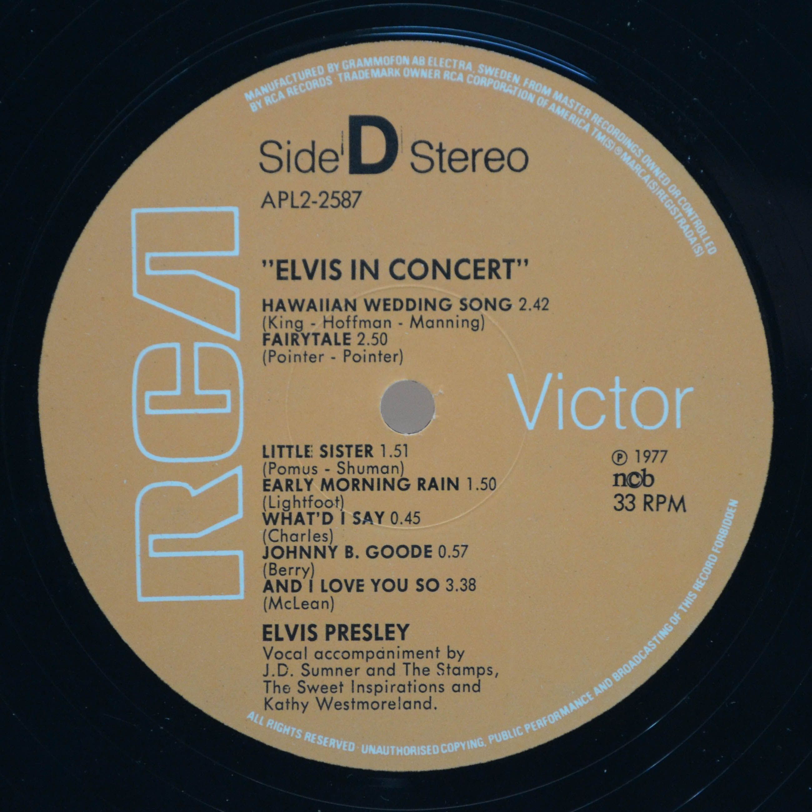 Elvis Presley — Elvis In Concert (2LP), 1977