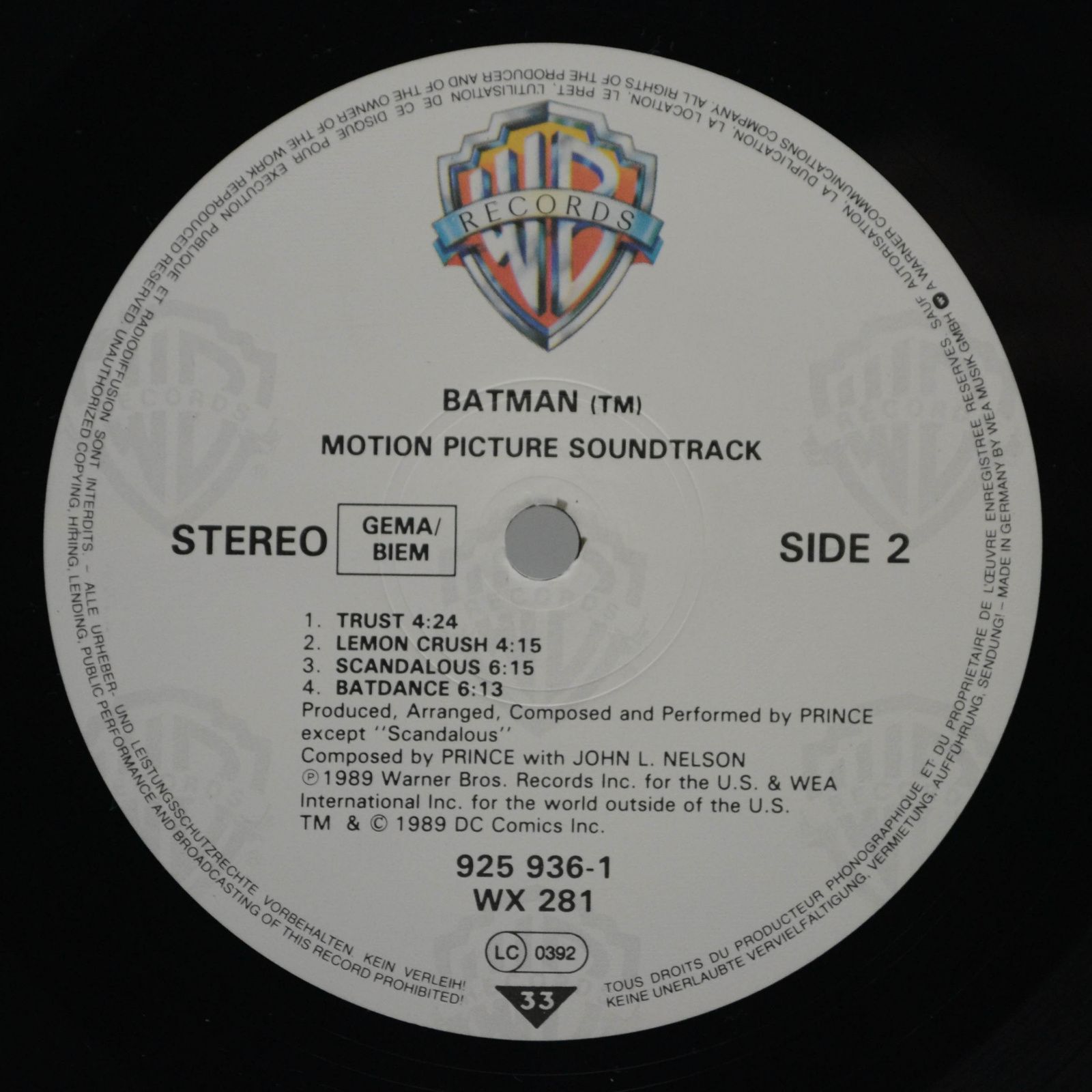 Prince — Batman™ (Motion Picture Soundtrack), 1989