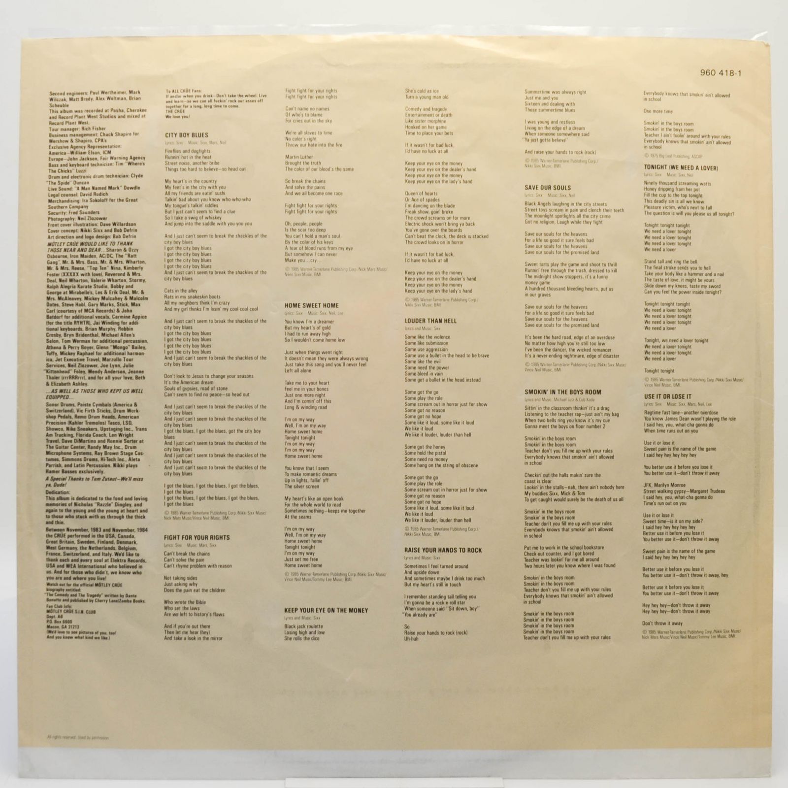 Mötley Crüe — Theatre Of Pain, 1985