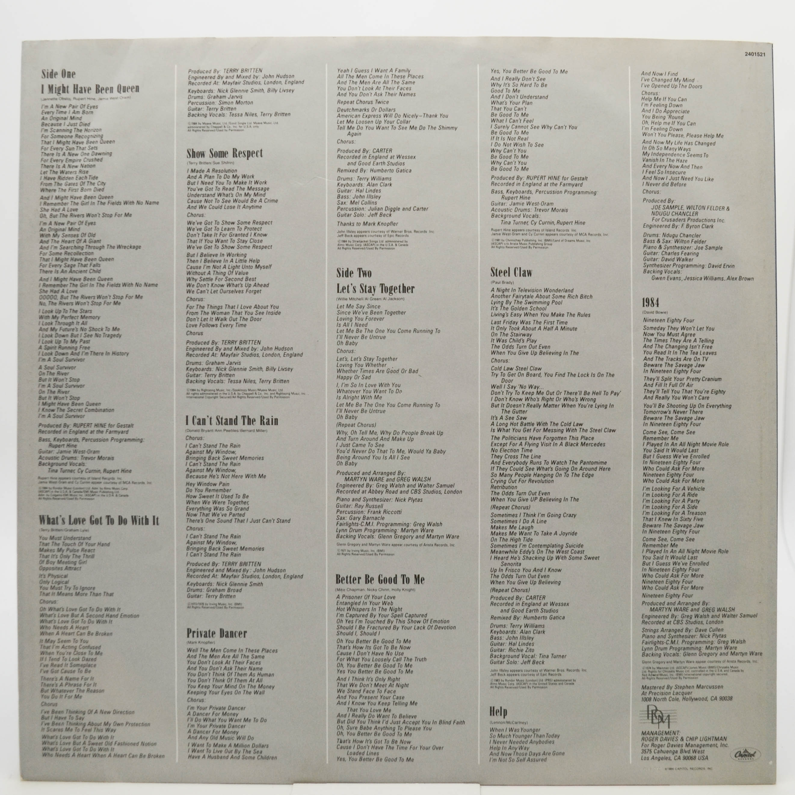 Tina Turner — Private Dancer, 1984