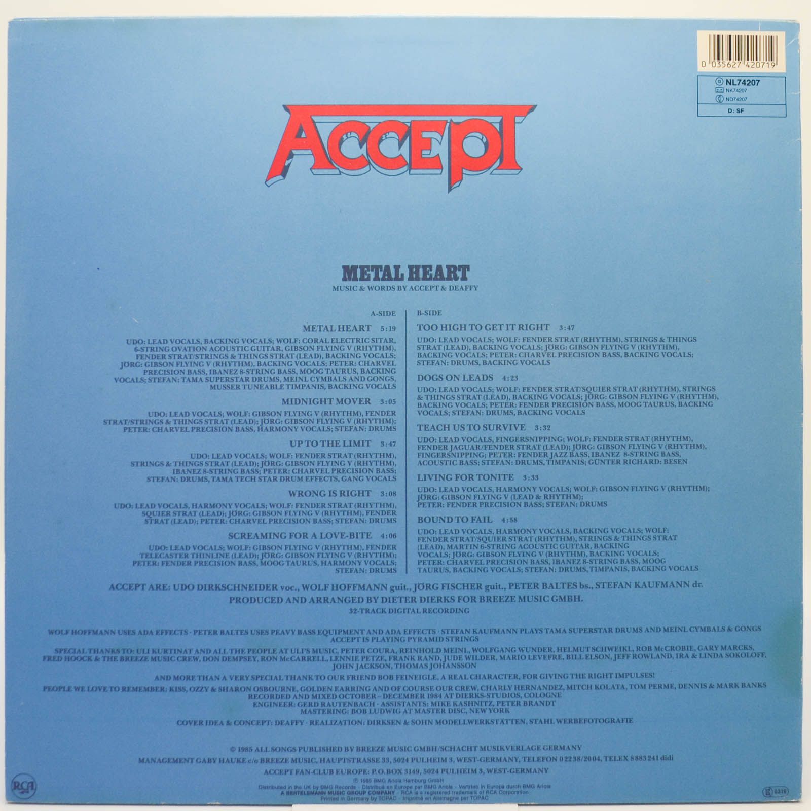 Accept — Metal Heart, 1985
