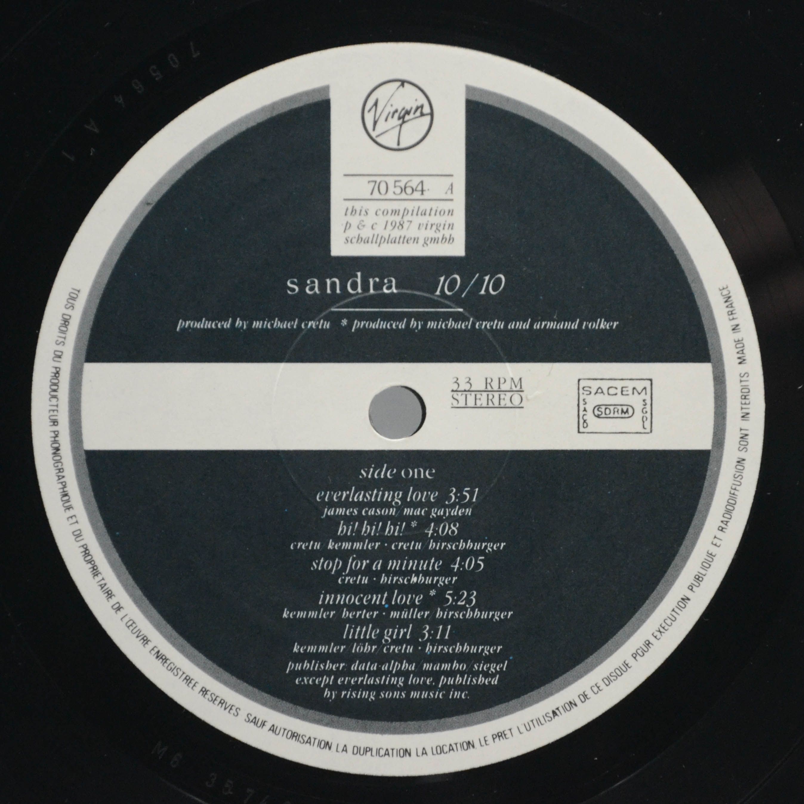 Sandra — 10/10, 1987