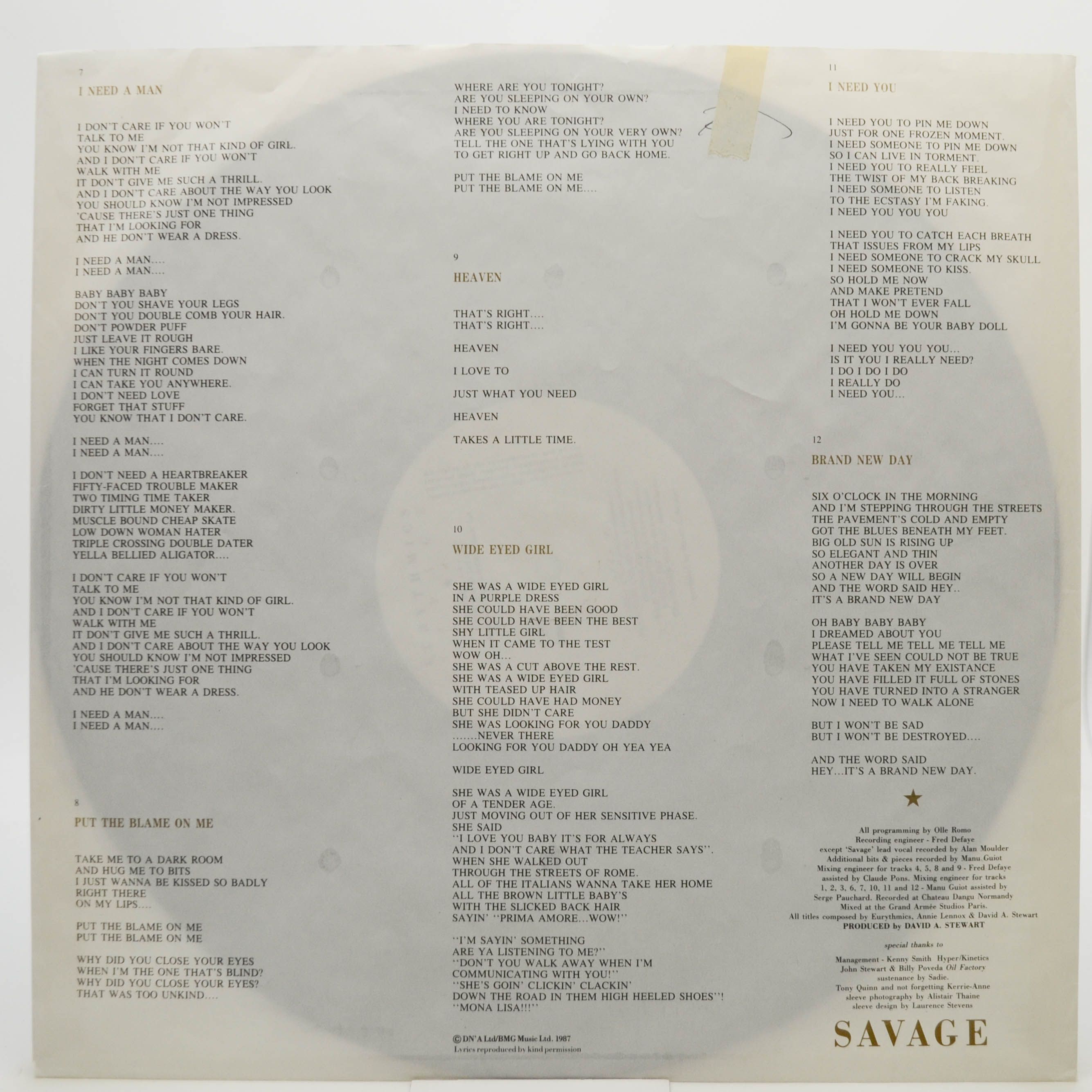 Eurythmics — Savage (poster), 1987