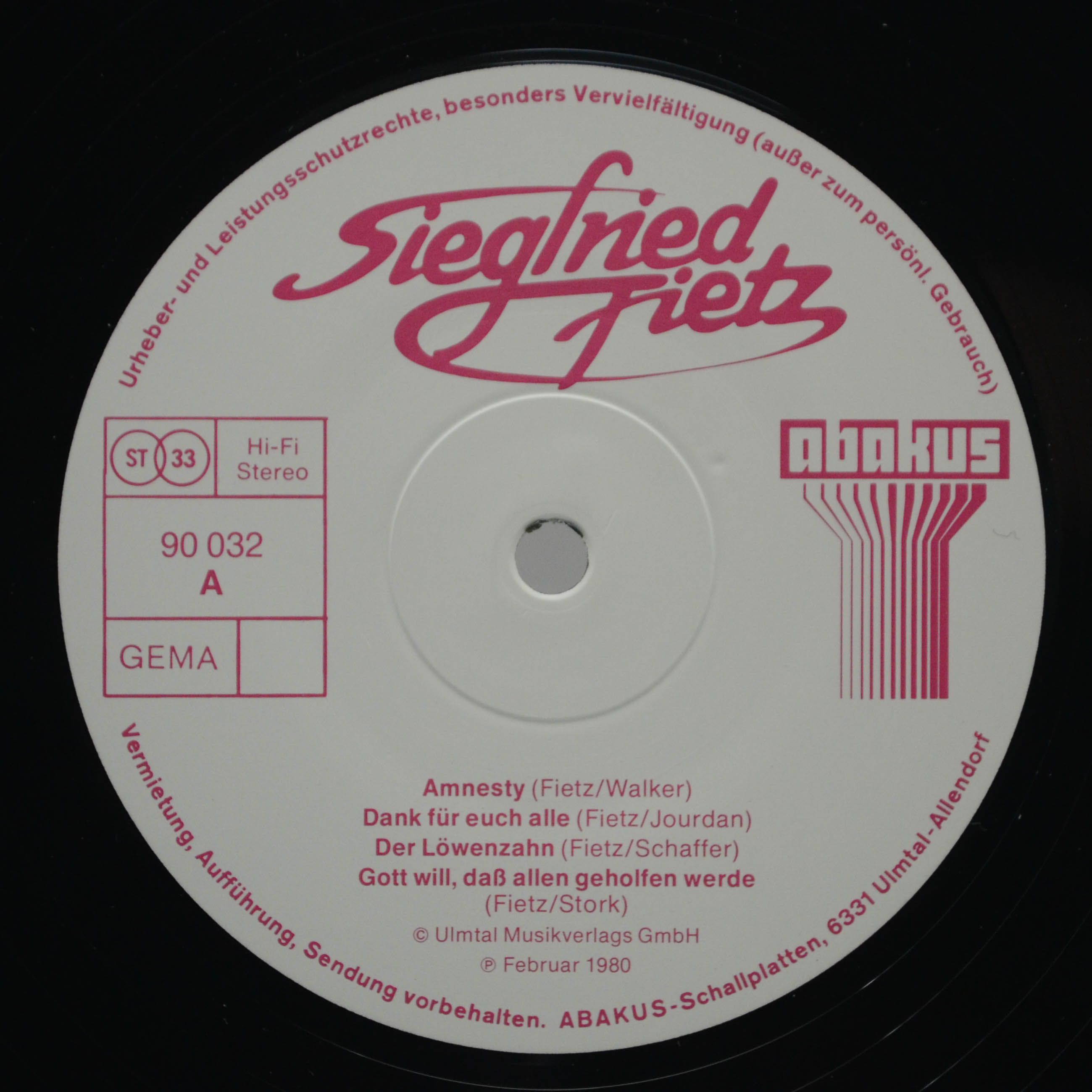 Siegfried Fietz — In Concert (2LP), 1980