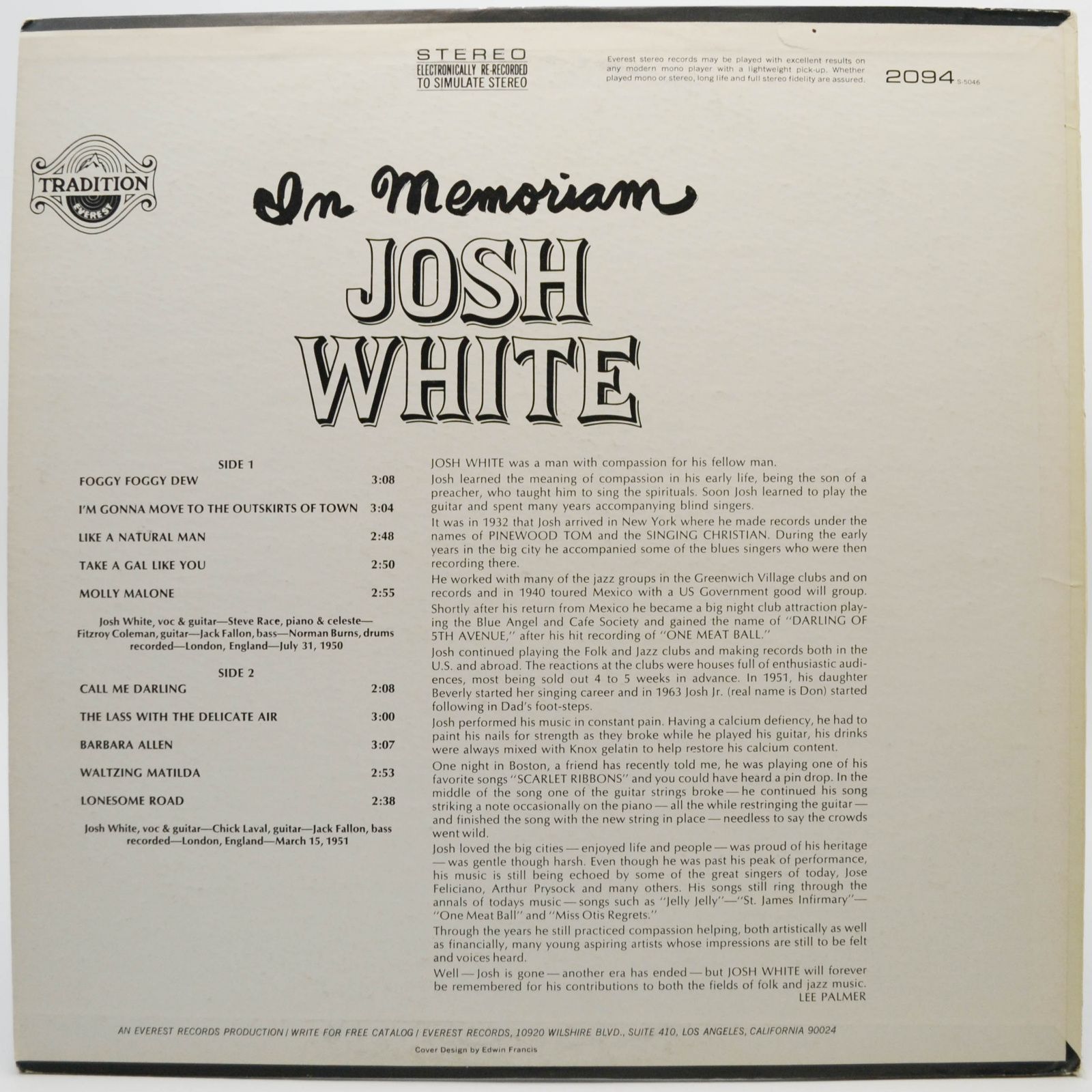 Josh White — In Memoriam (USA), 1970