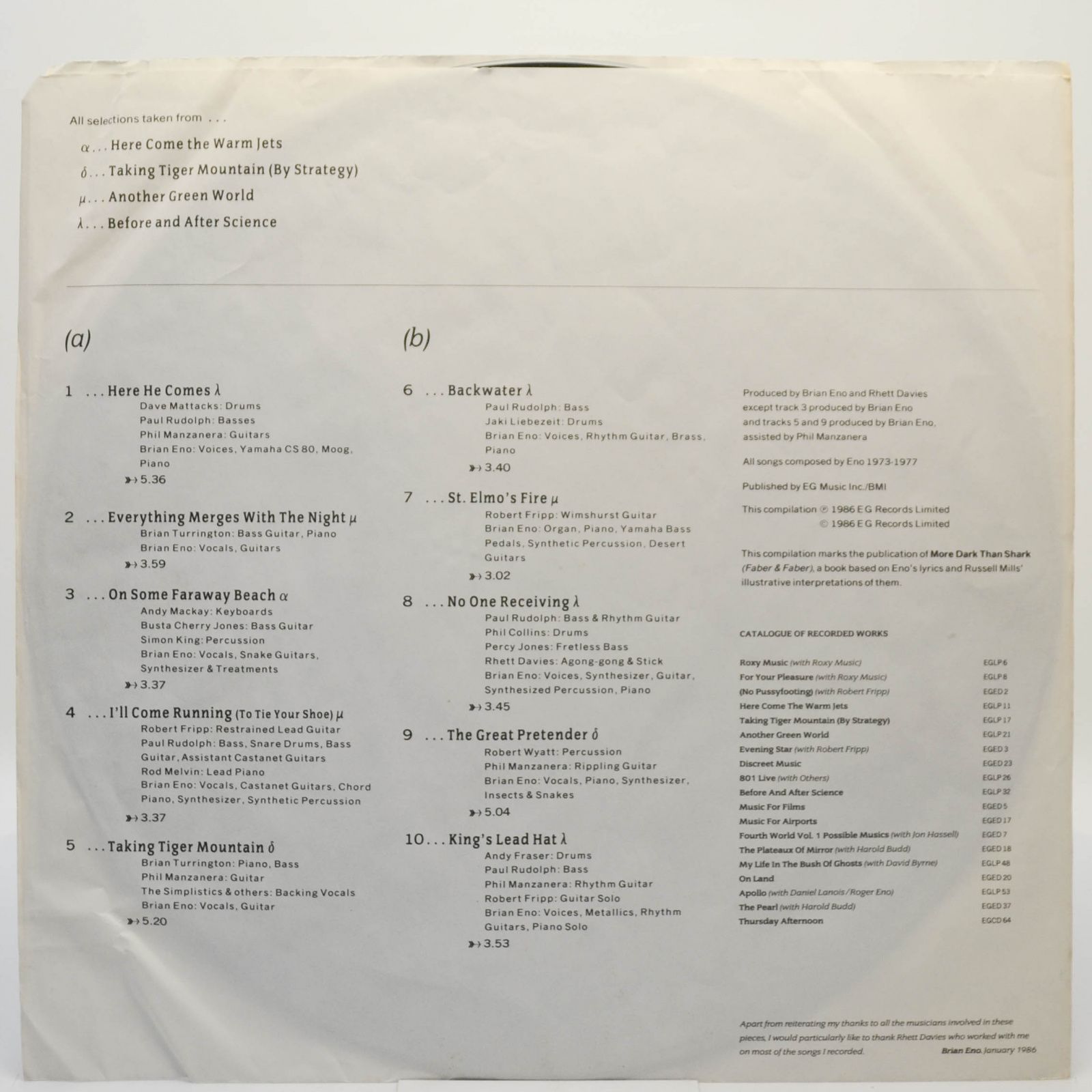 Eno — More Blank Than Frank (USA), 1986