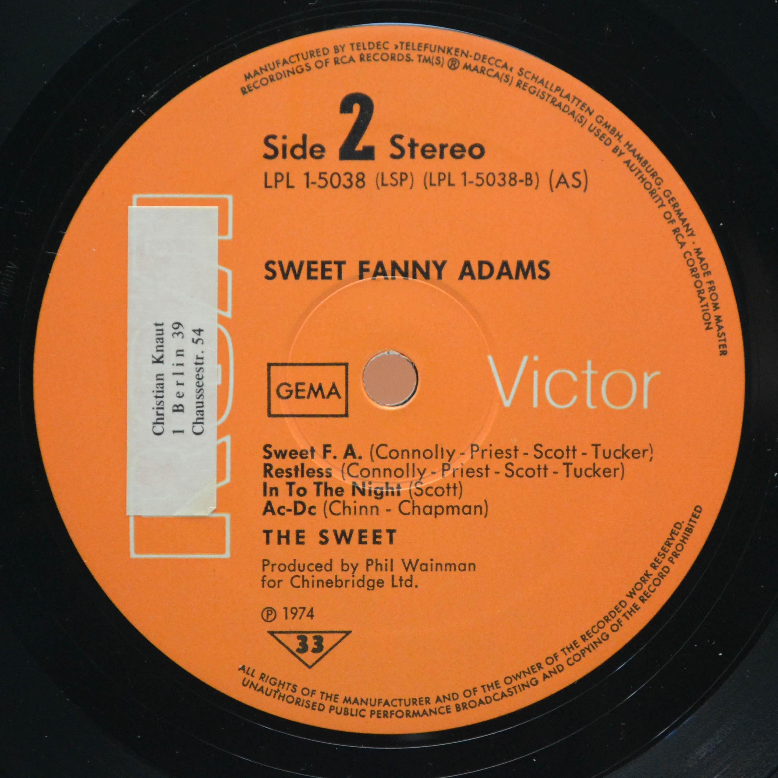 Sweet — Sweet Fanny Adams, 1974