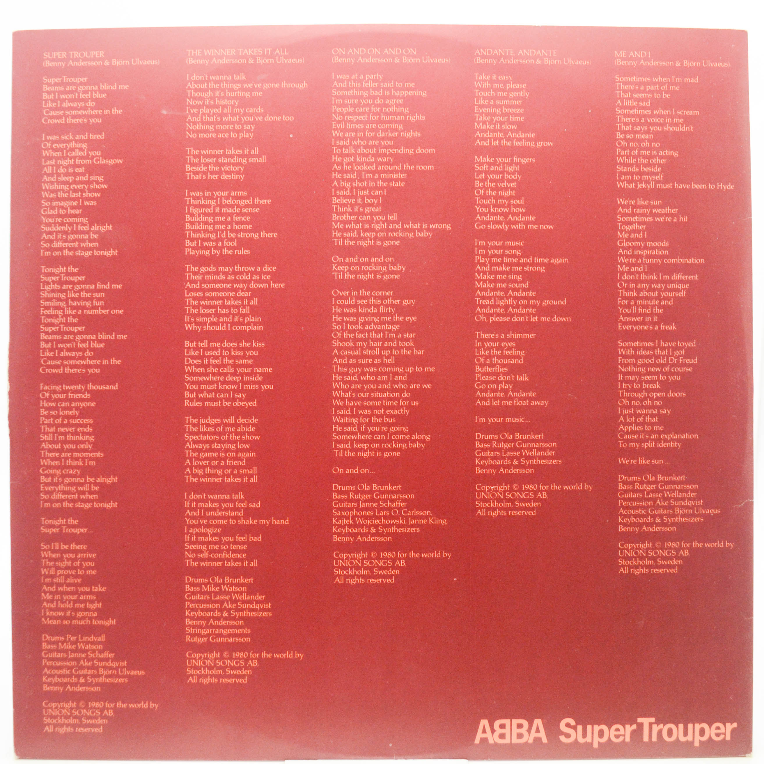 ABBA — Super Trouper (1-st, Sweden), 1980