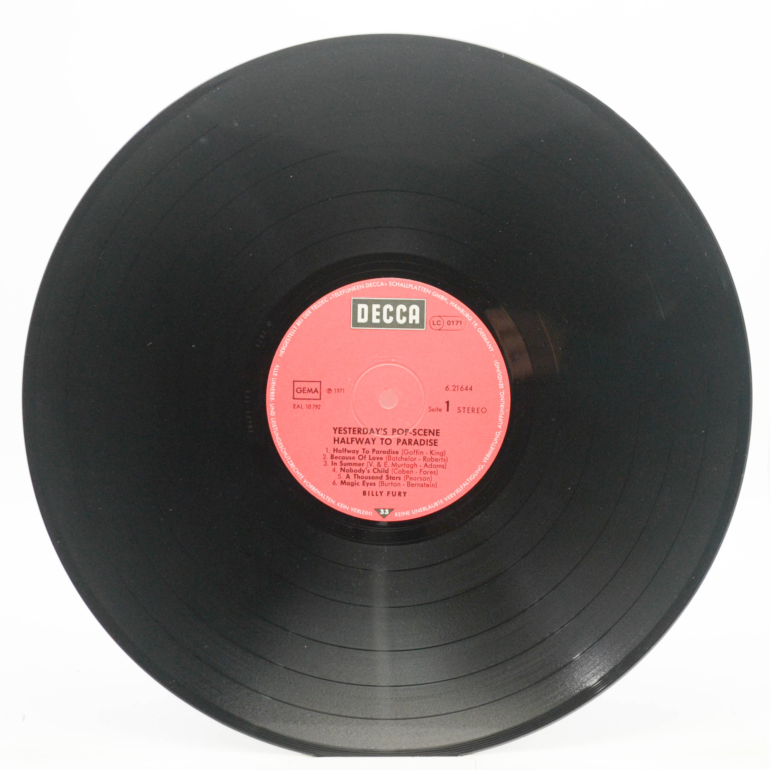 Billy Fury — Halfway To Paradise, 1971