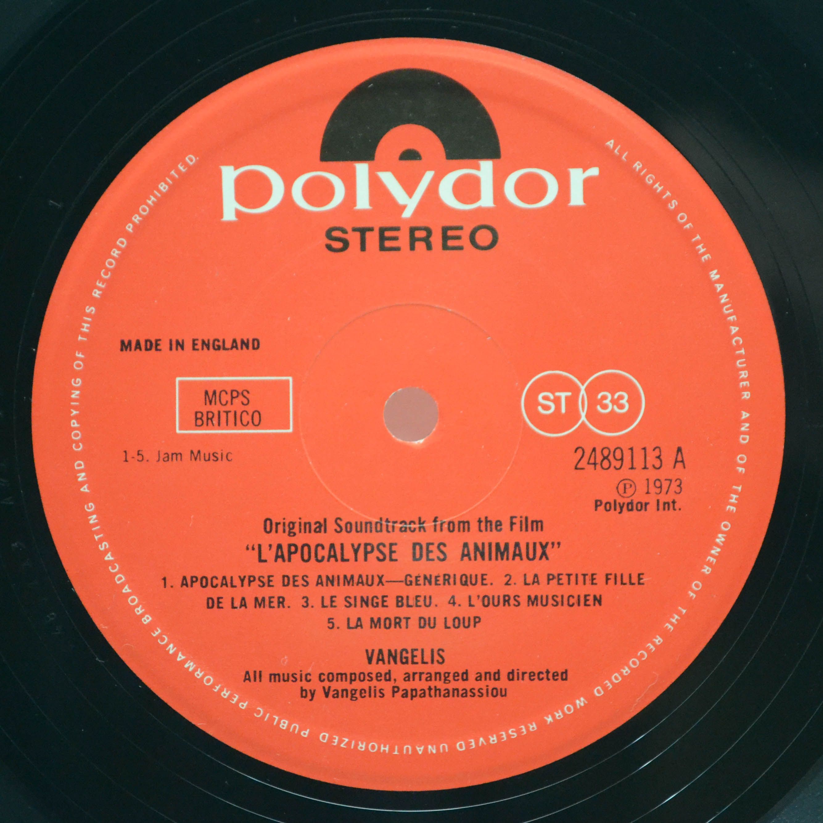 Vangelis — L'Apocalypse Des Animaux (UK), 1976