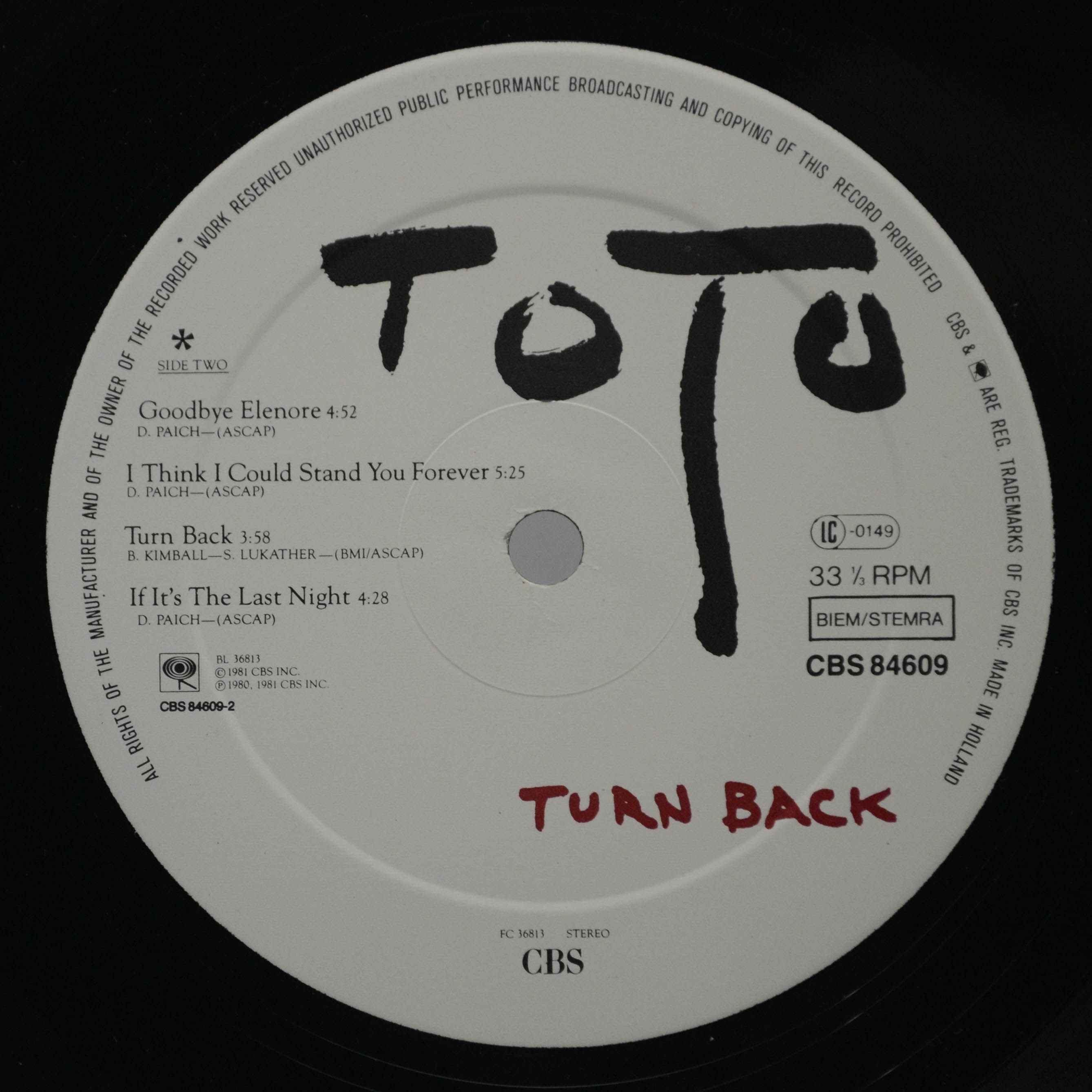 Toto — Turn Back, 1981
