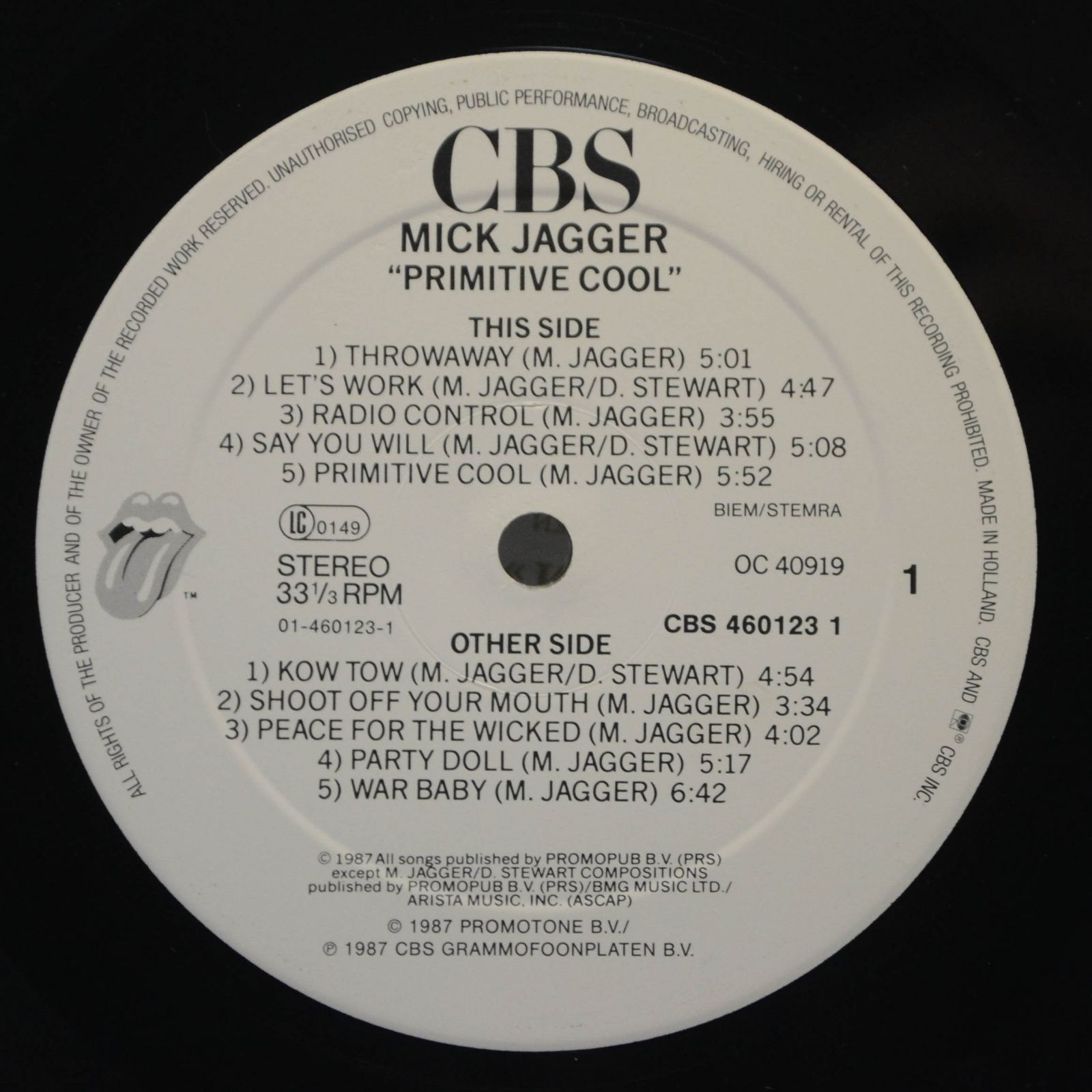 Mick Jagger — Primitive Cool, 1987