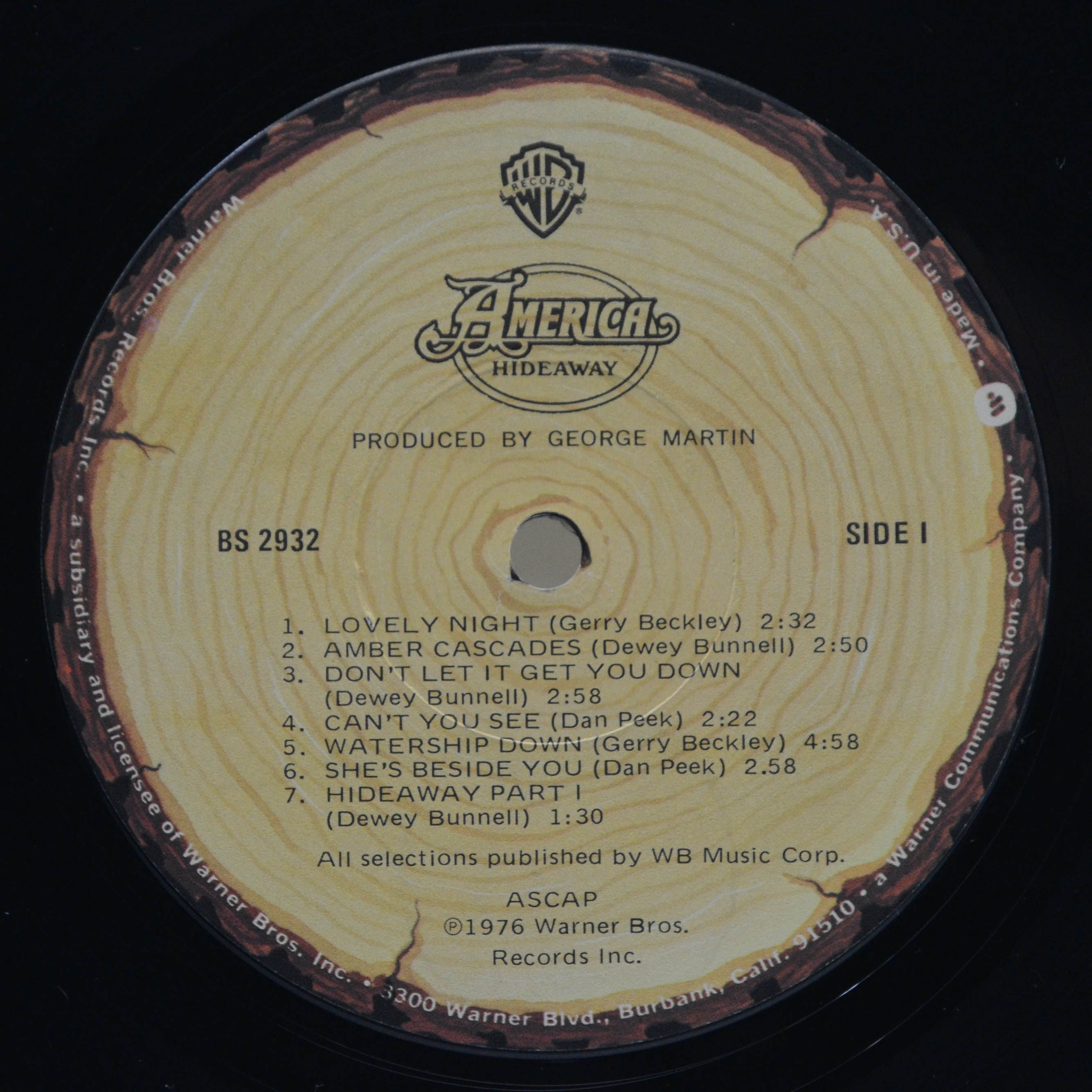 America — Hideaway (1-st, USA), 1976