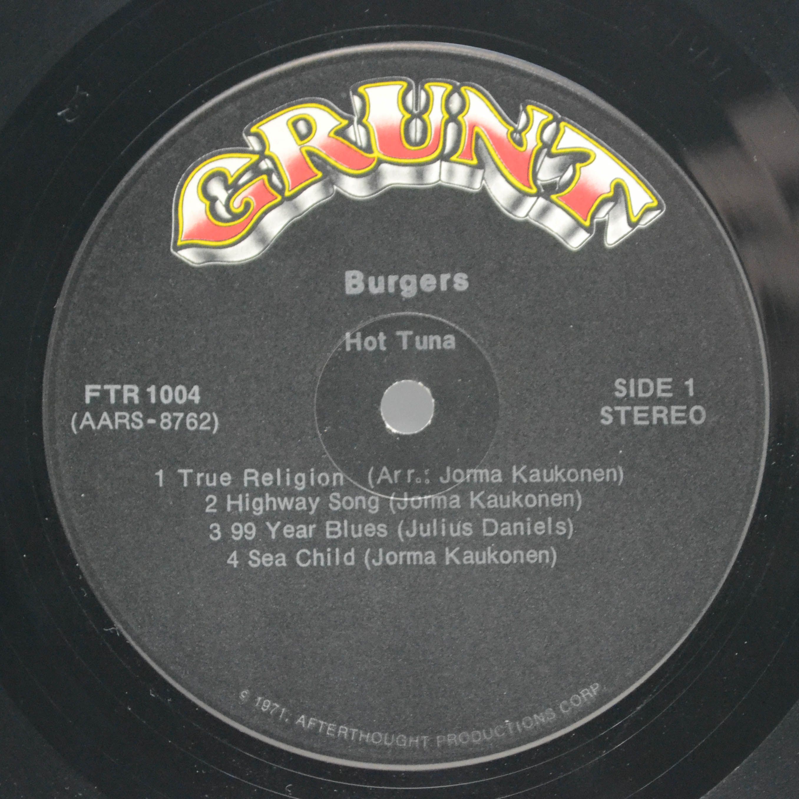 Hot Tuna — Burgers (1-st, USA), 1972