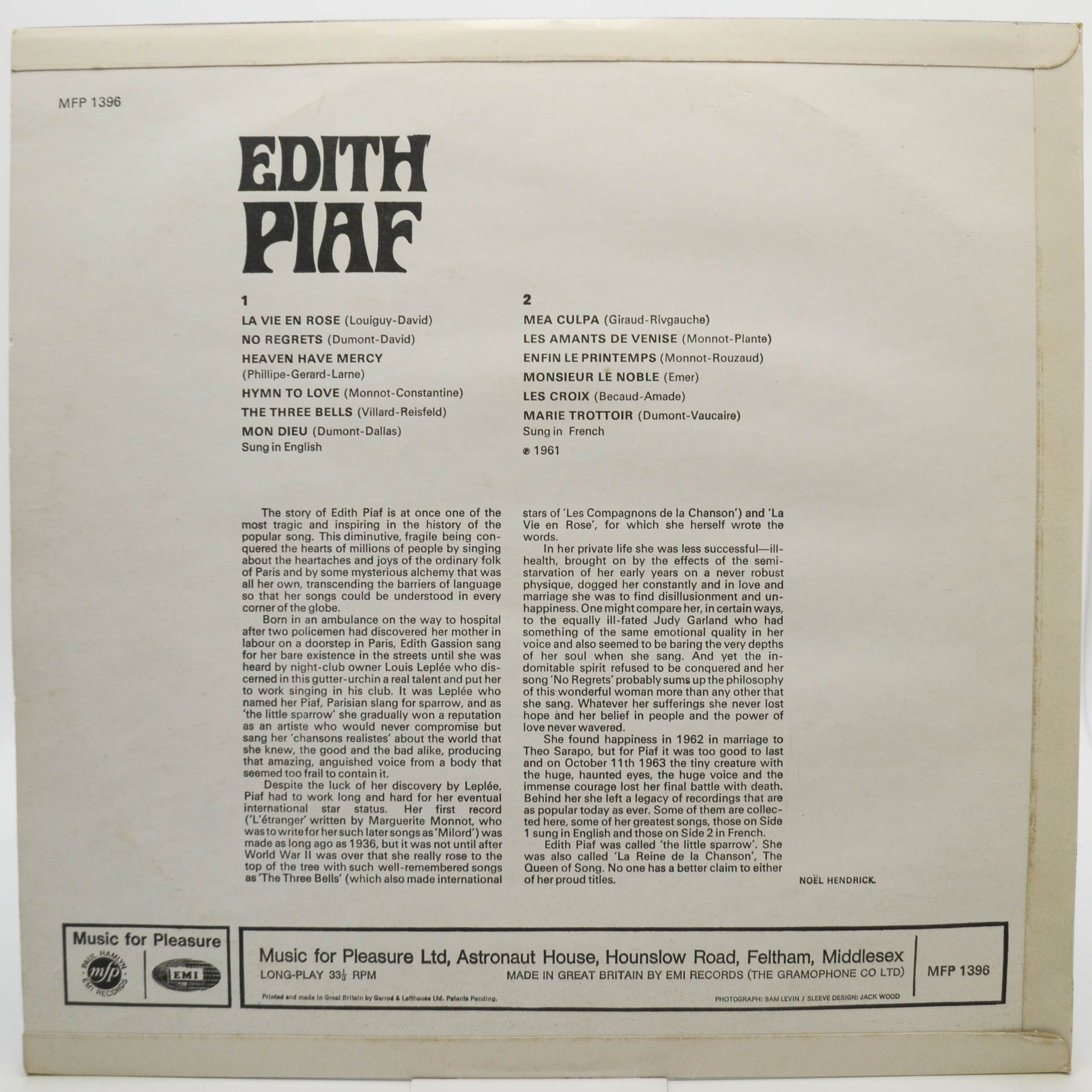 Edith Piaf — Edith Piaf (UK), 1972