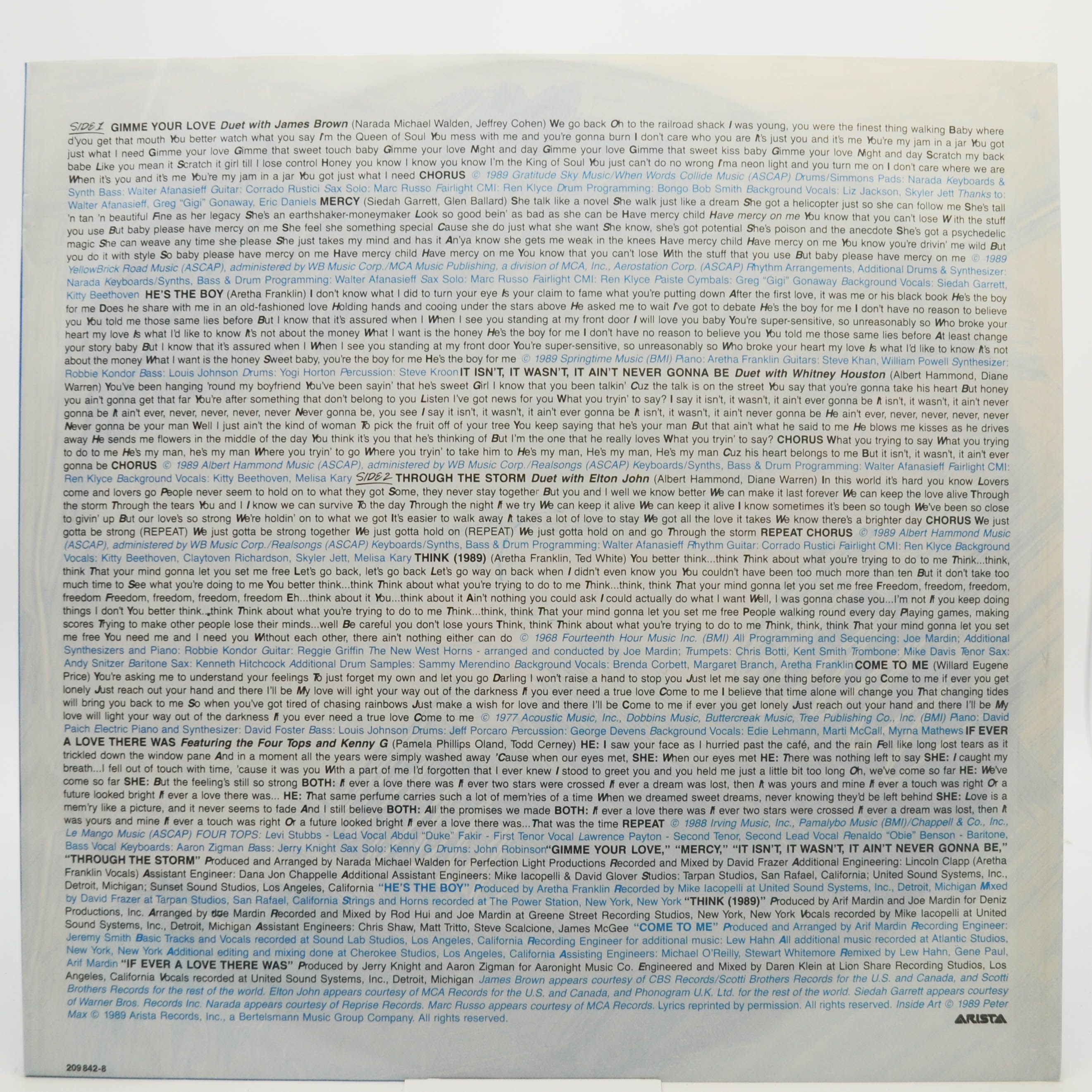 Aretha Franklin — Through The Storm, 1989