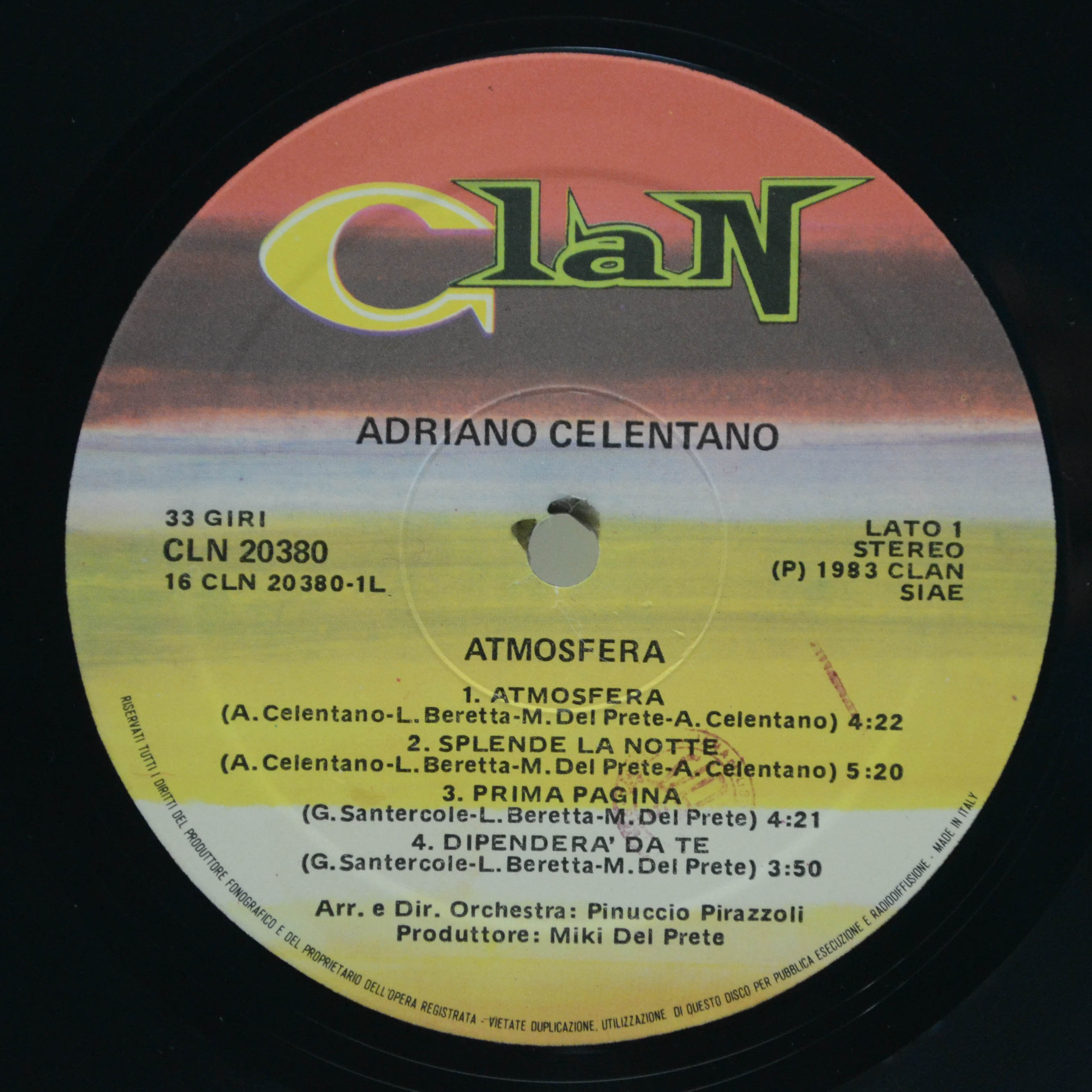 Adriano Celentano — Atmosfera (Italy, Clan), 1983