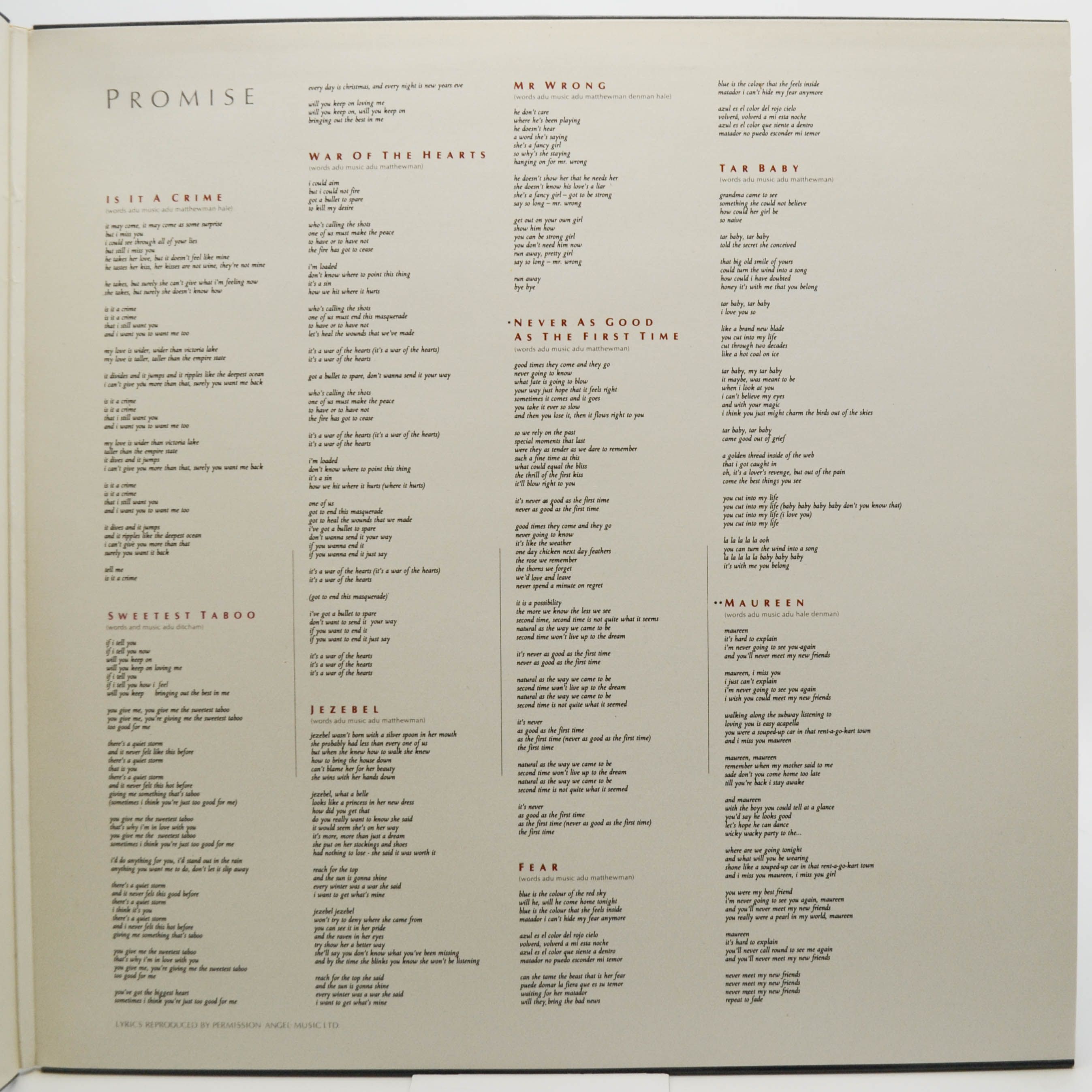 Sade — Promise, 1985