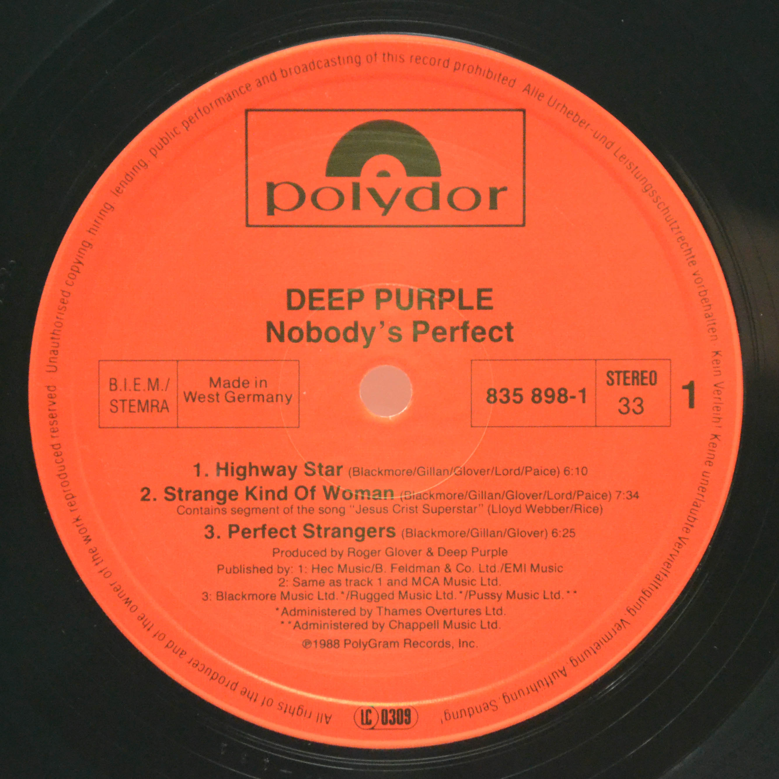 Deep Purple — Nobody's Perfect (2LP), 1988