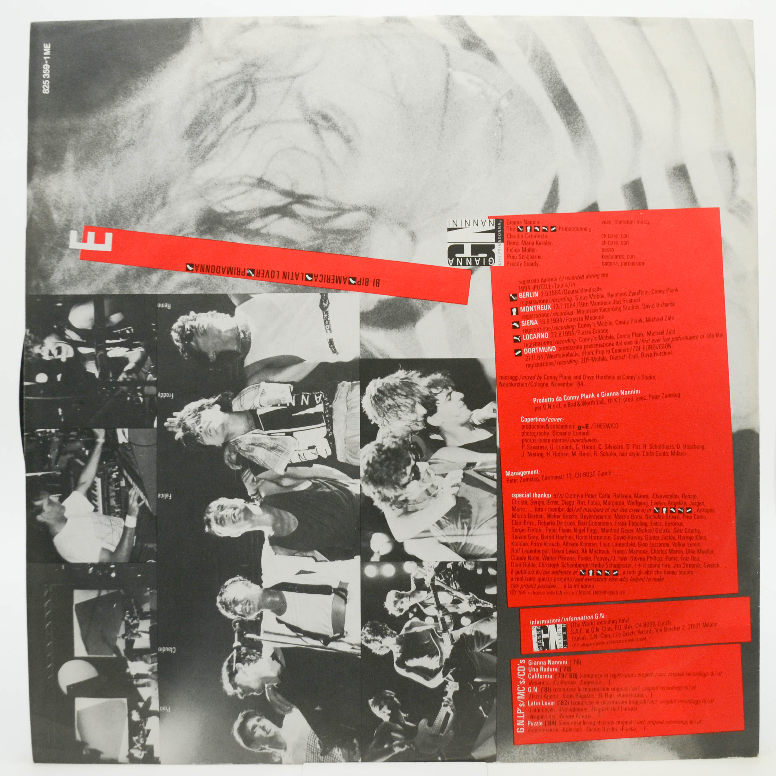 Gianna Nannini & The Primadonnas — Tutto Live (2LP), 1985