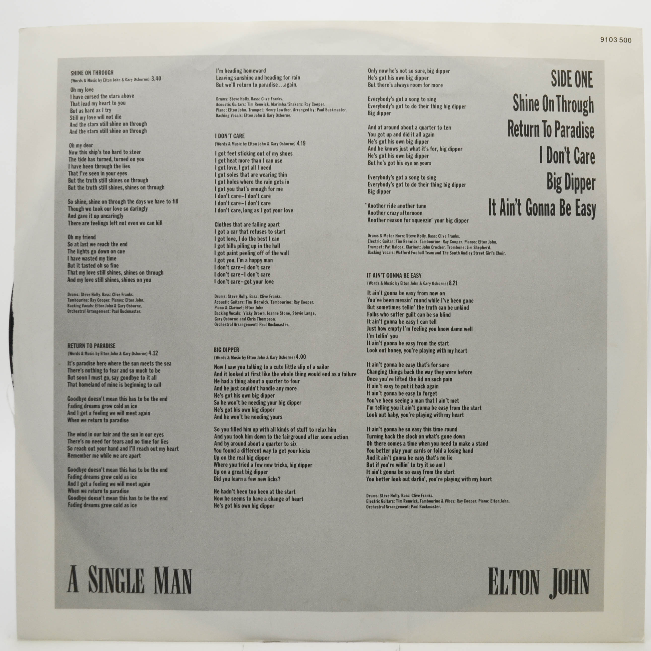 Elton John — A Single Man, 1978