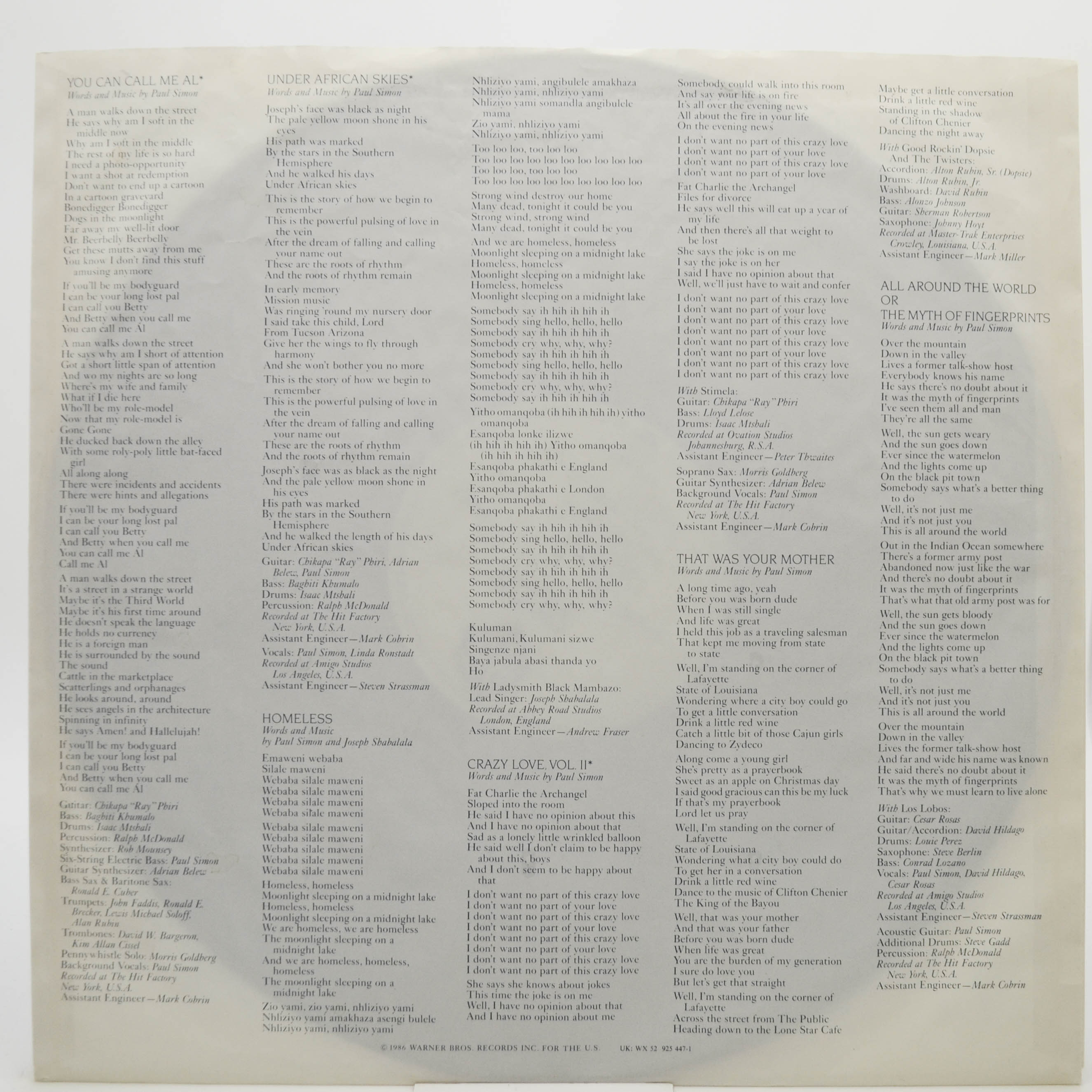 Paul Simon — Graceland, 1986