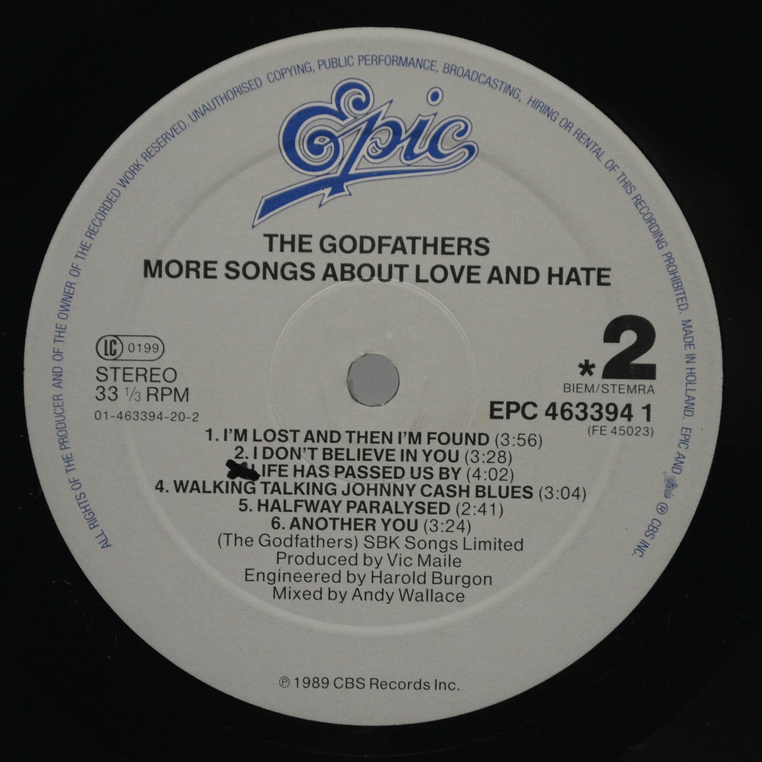 Godfathers — More Songs About Love & Hate, 1989