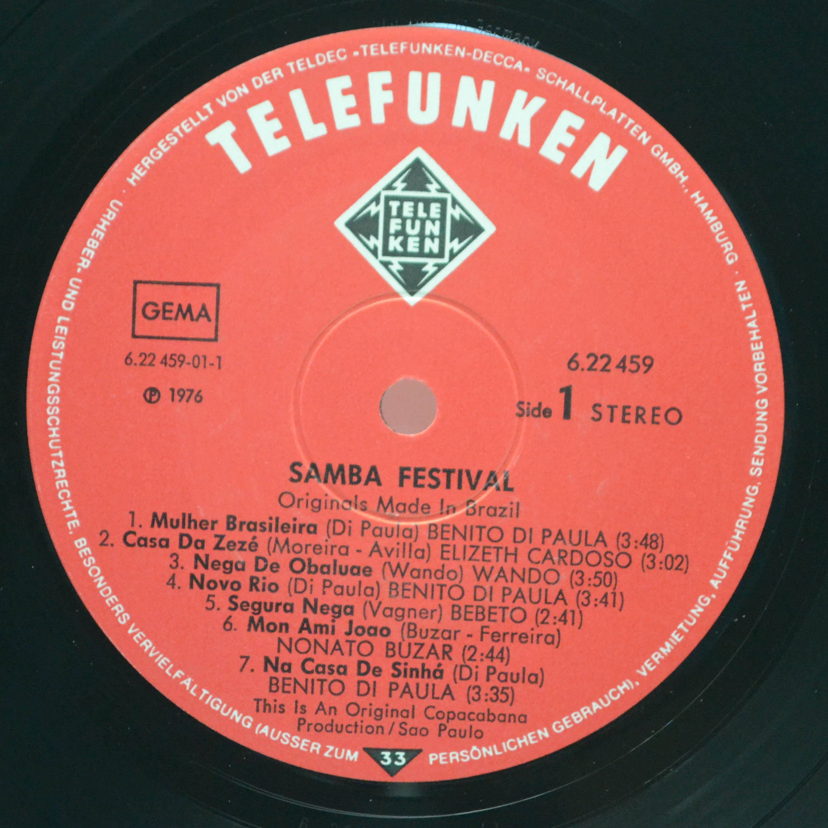 Various — Samba Festival (Originals Made In Brazil), 1976