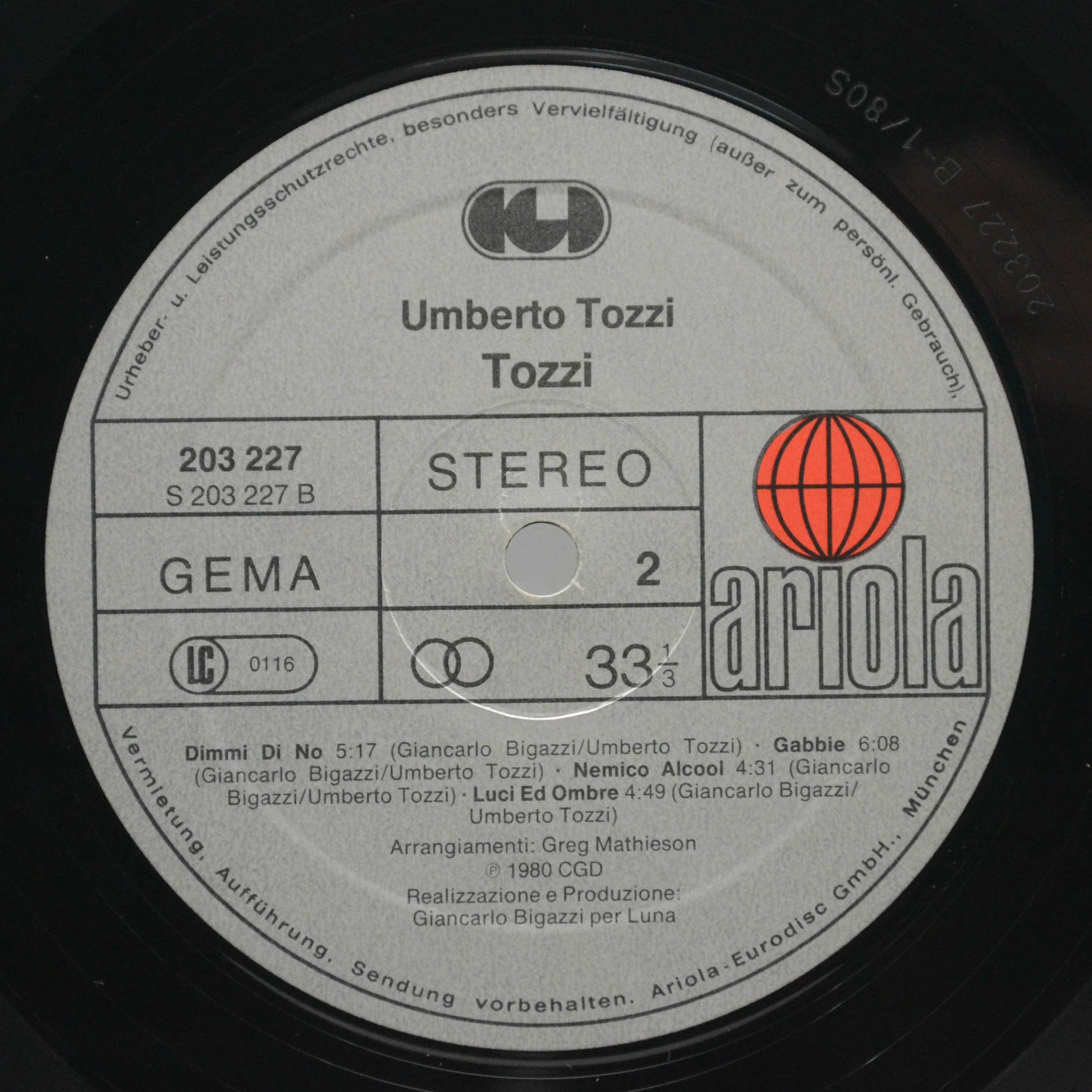 Umberto Tozzi — Tozzi, 1980