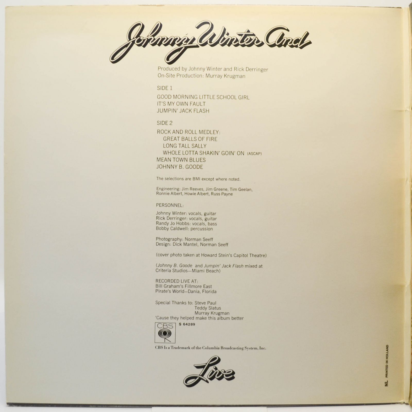 Johnny Winter And — Live Johnny Winter And, 1971