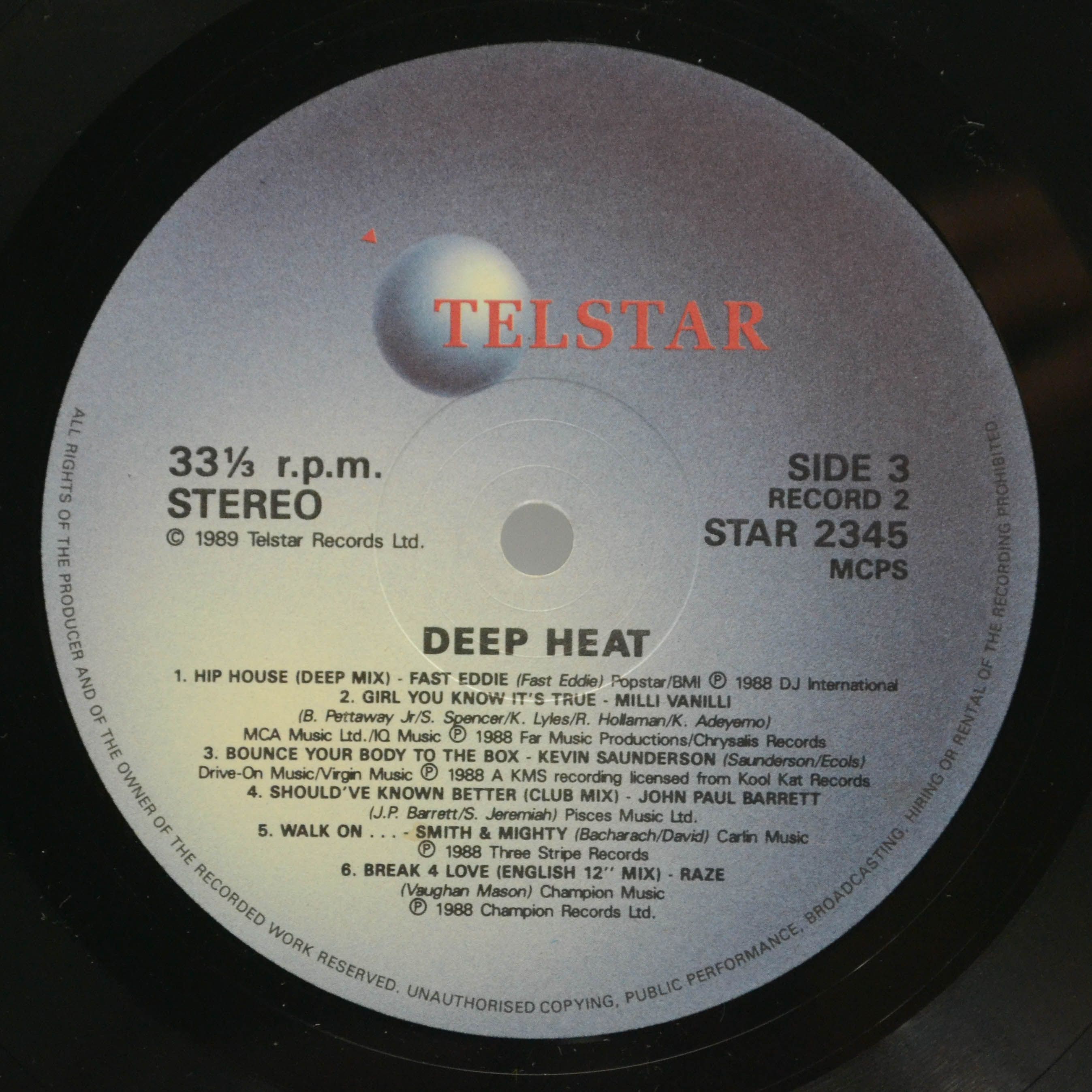 Various — Deep Heat (2LP, UK), 1989