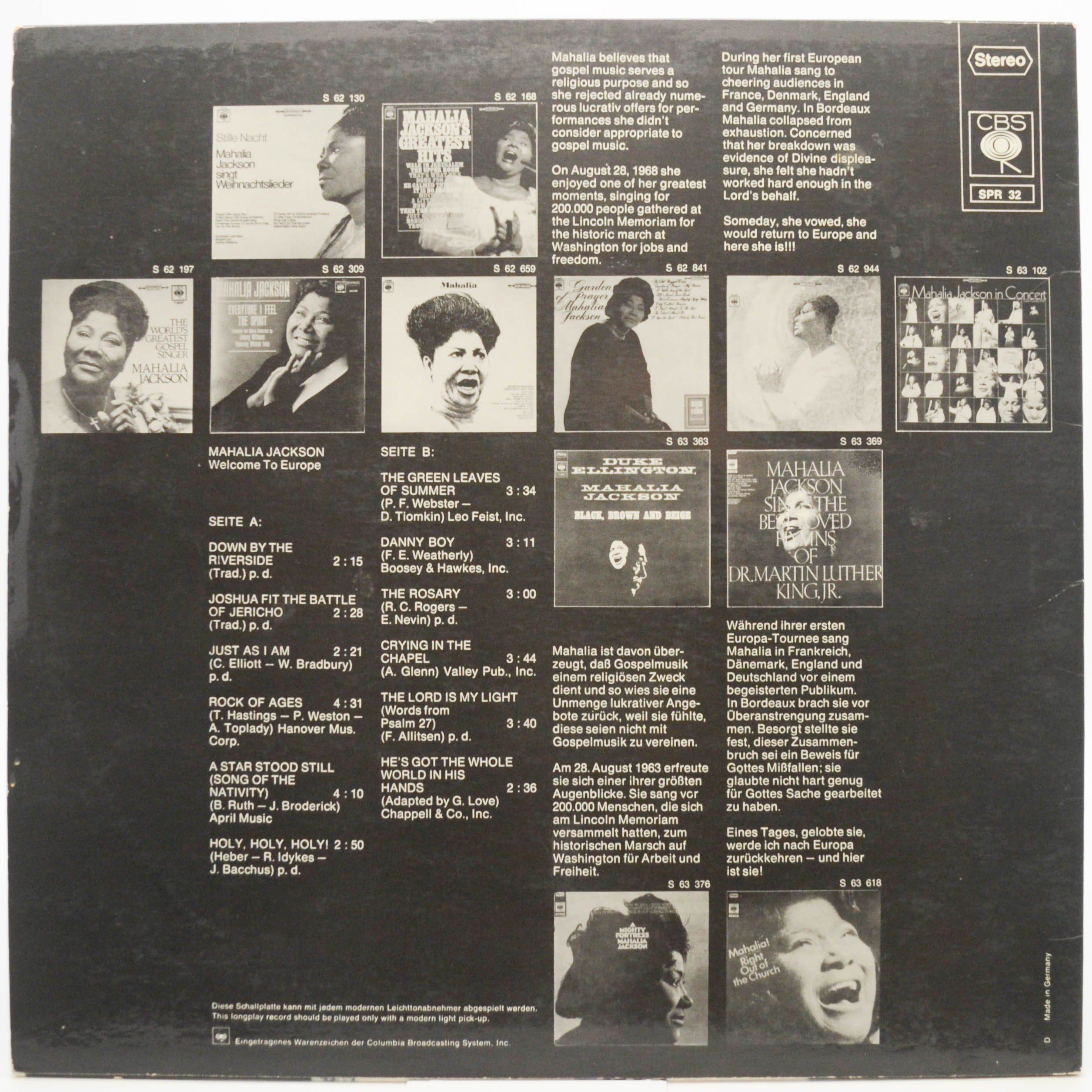 Mahalia Jackson — Welcome To Europe, 1969