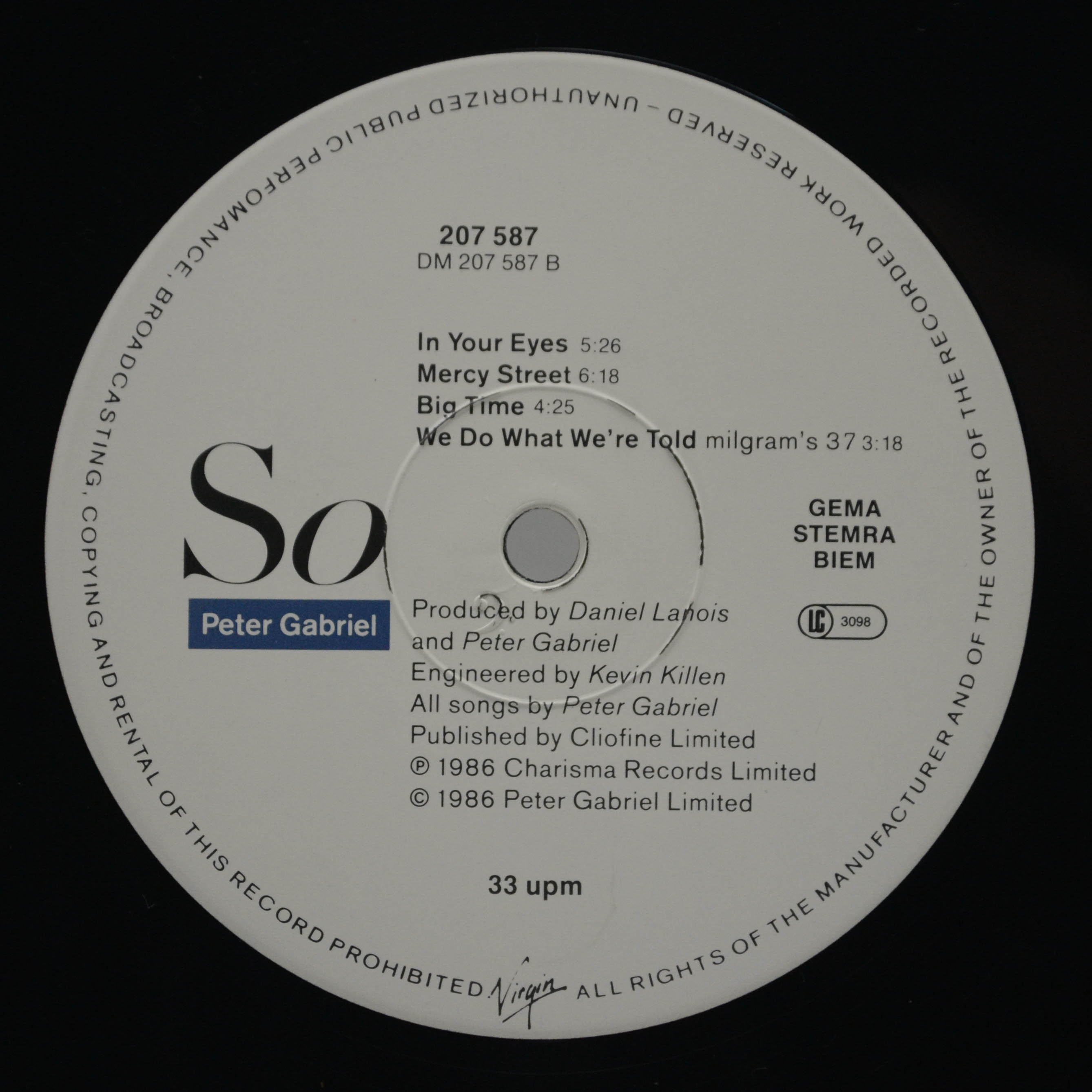 Peter Gabriel — So, 1986