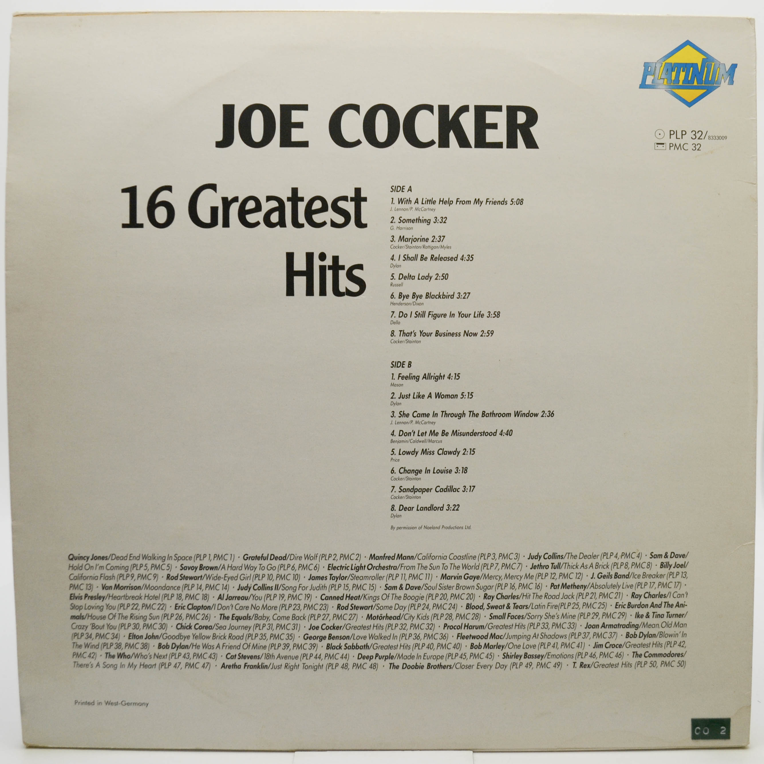Joe Cocker — 16 Greatest Hits, 1988