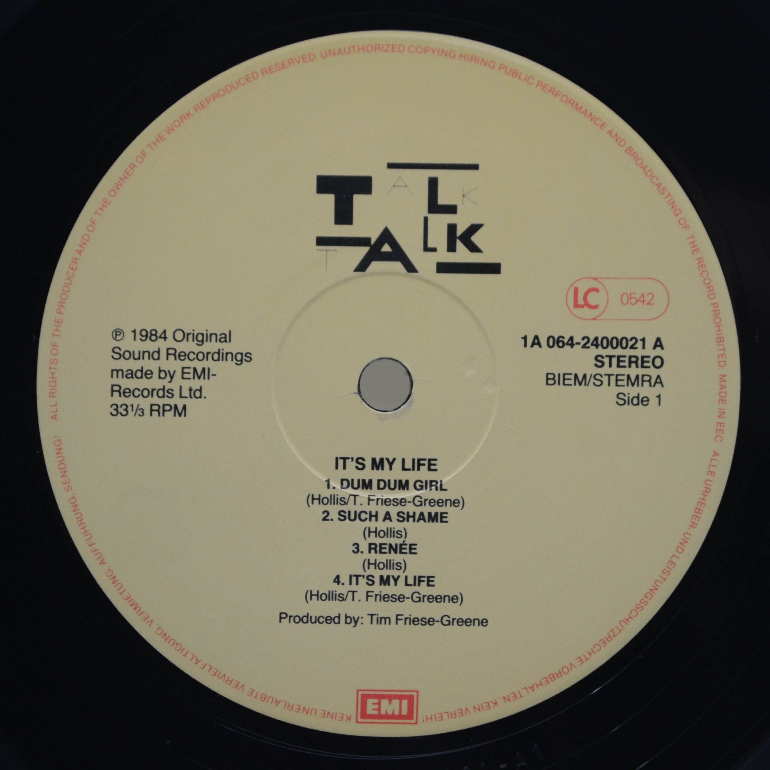 Talk Talk — It's My Life, 1984