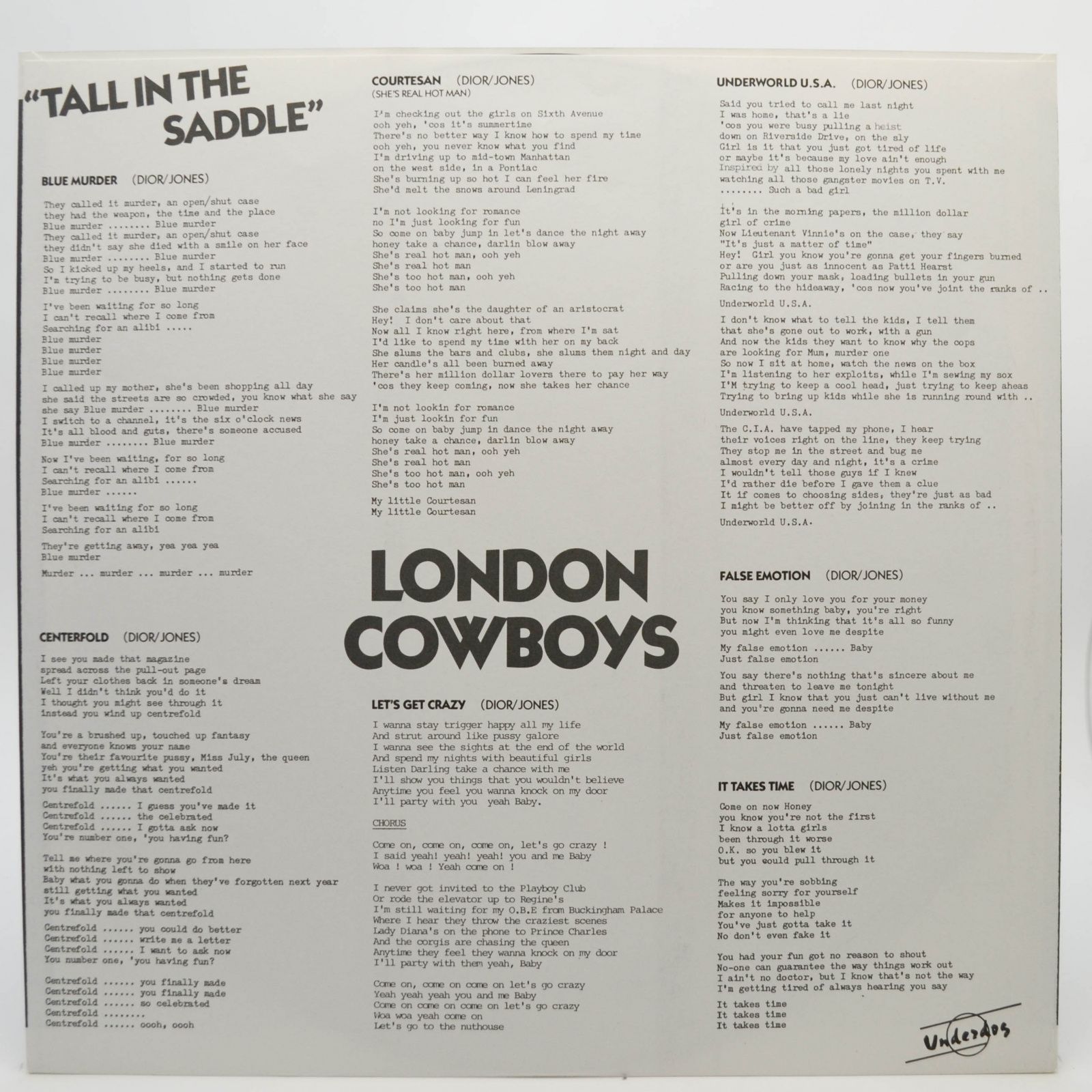 London Cowboys — Tall In The Saddle, 1984