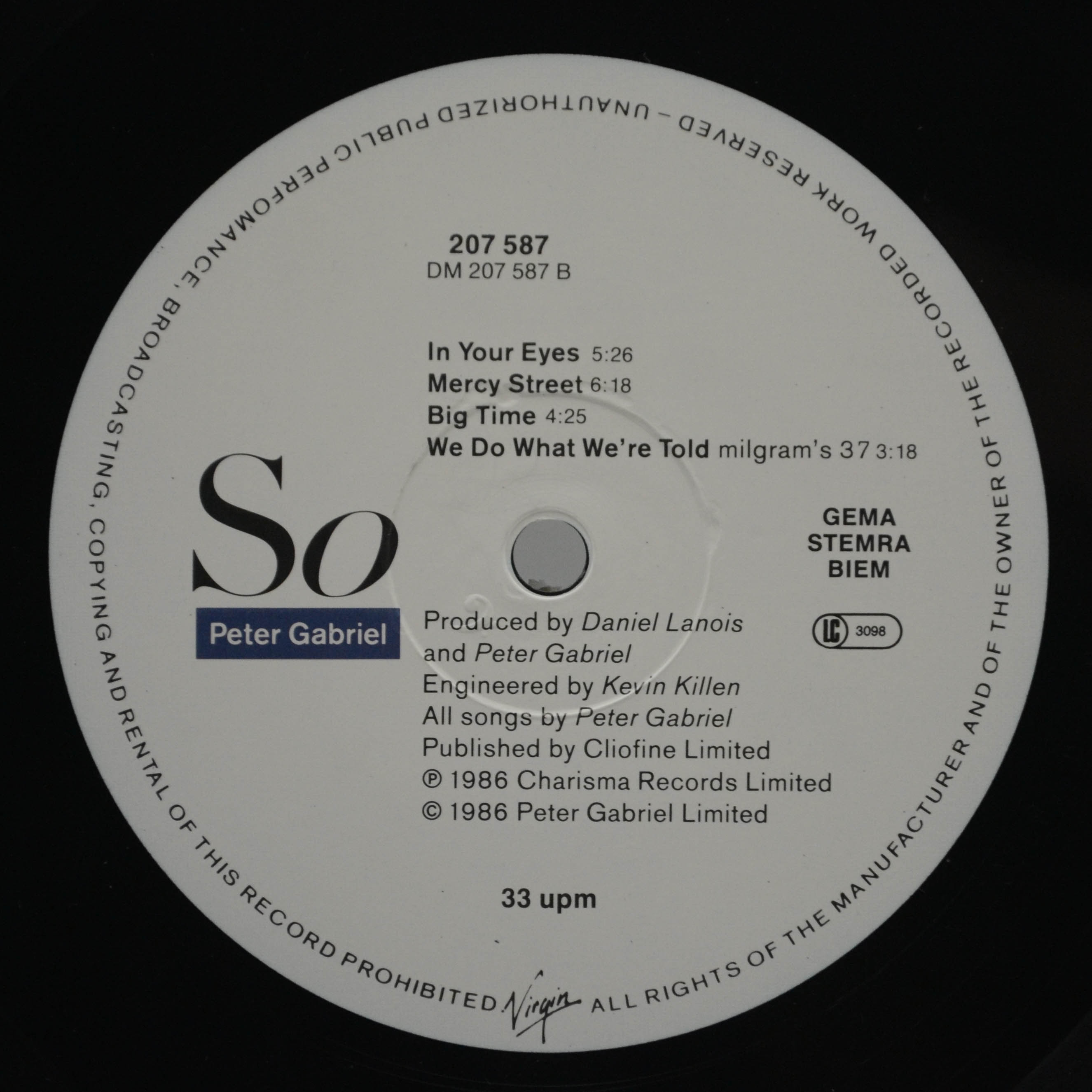 Peter Gabriel — So, 1986