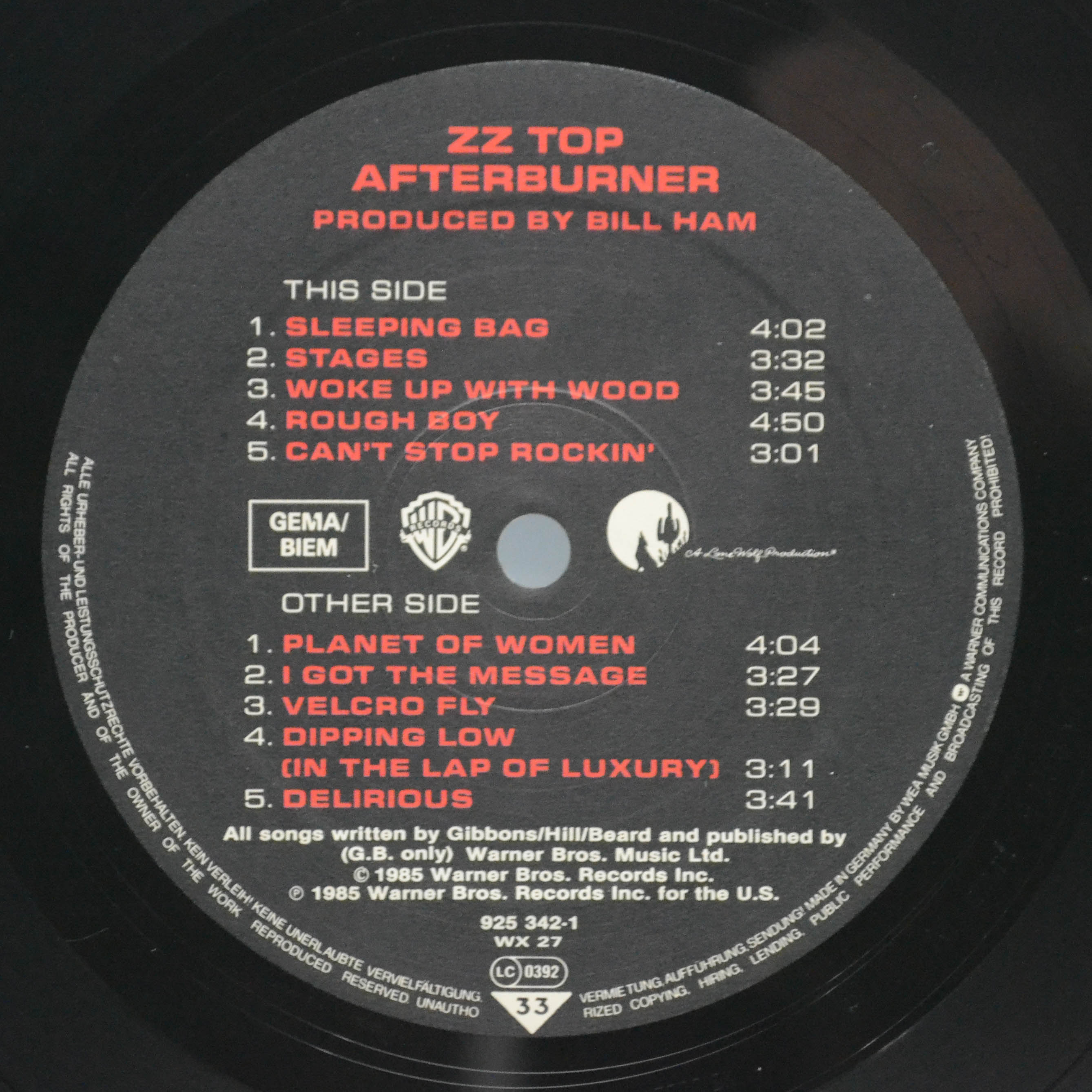 ZZ Top — Afterburner, 1985