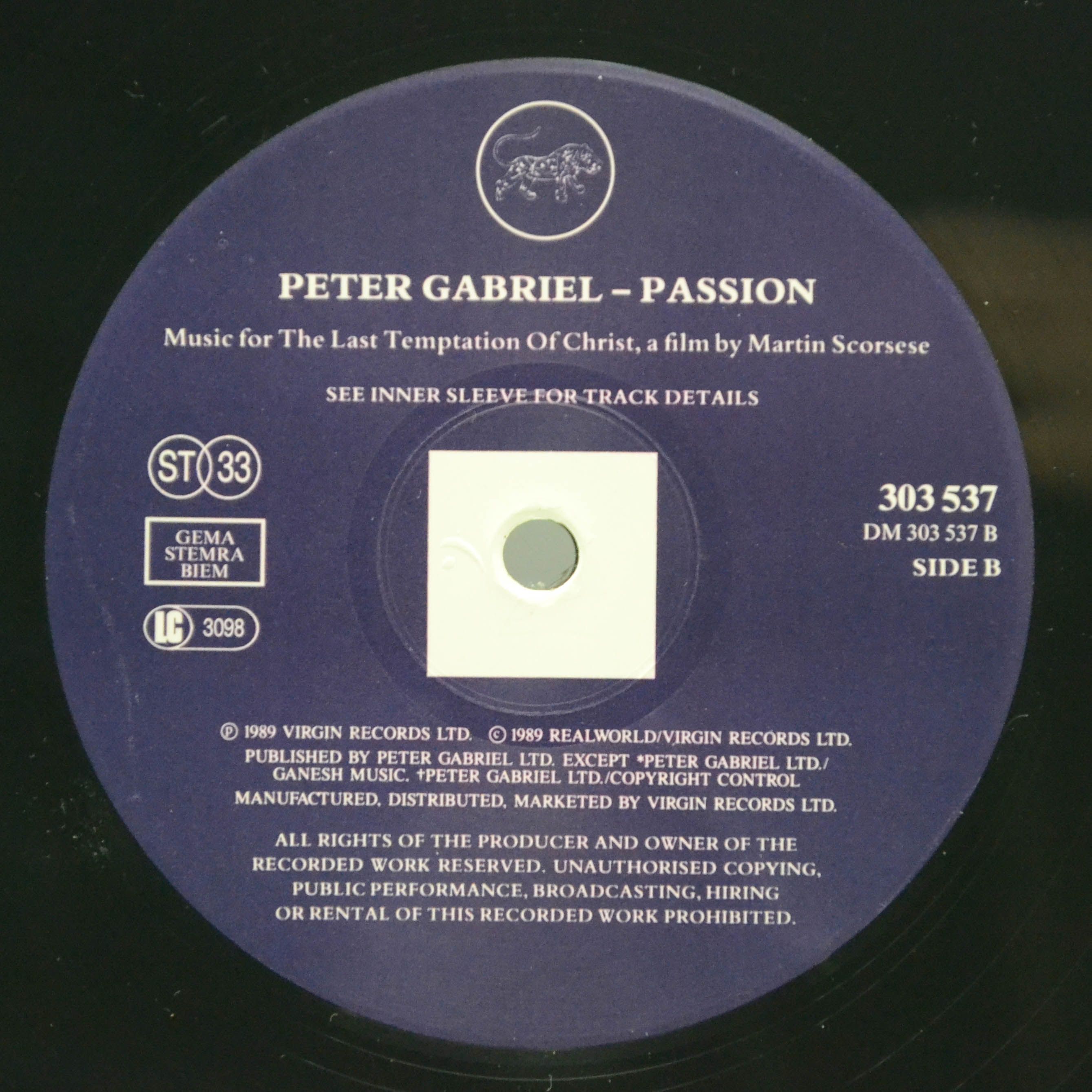 Peter Gabriel — Passion (2LP), 1989