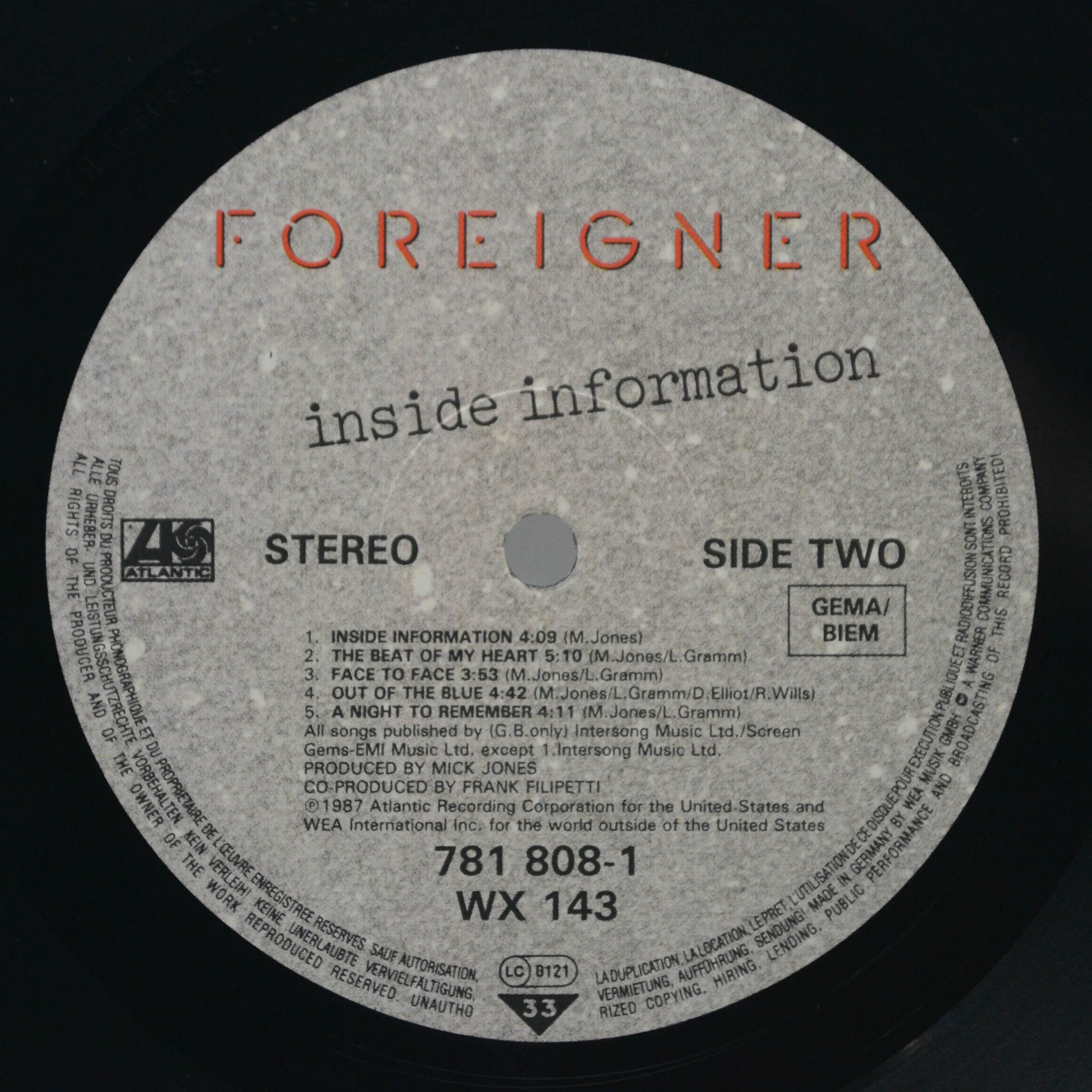 Foreigner — Inside Information, 1987