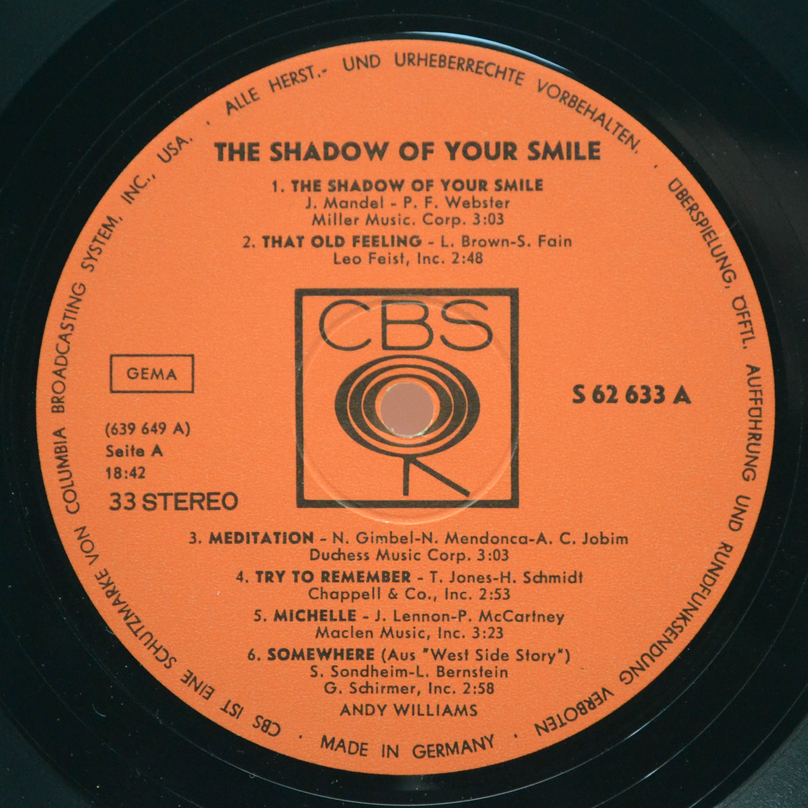 Andy Williams — The Shadow Of Your Smile, 1966