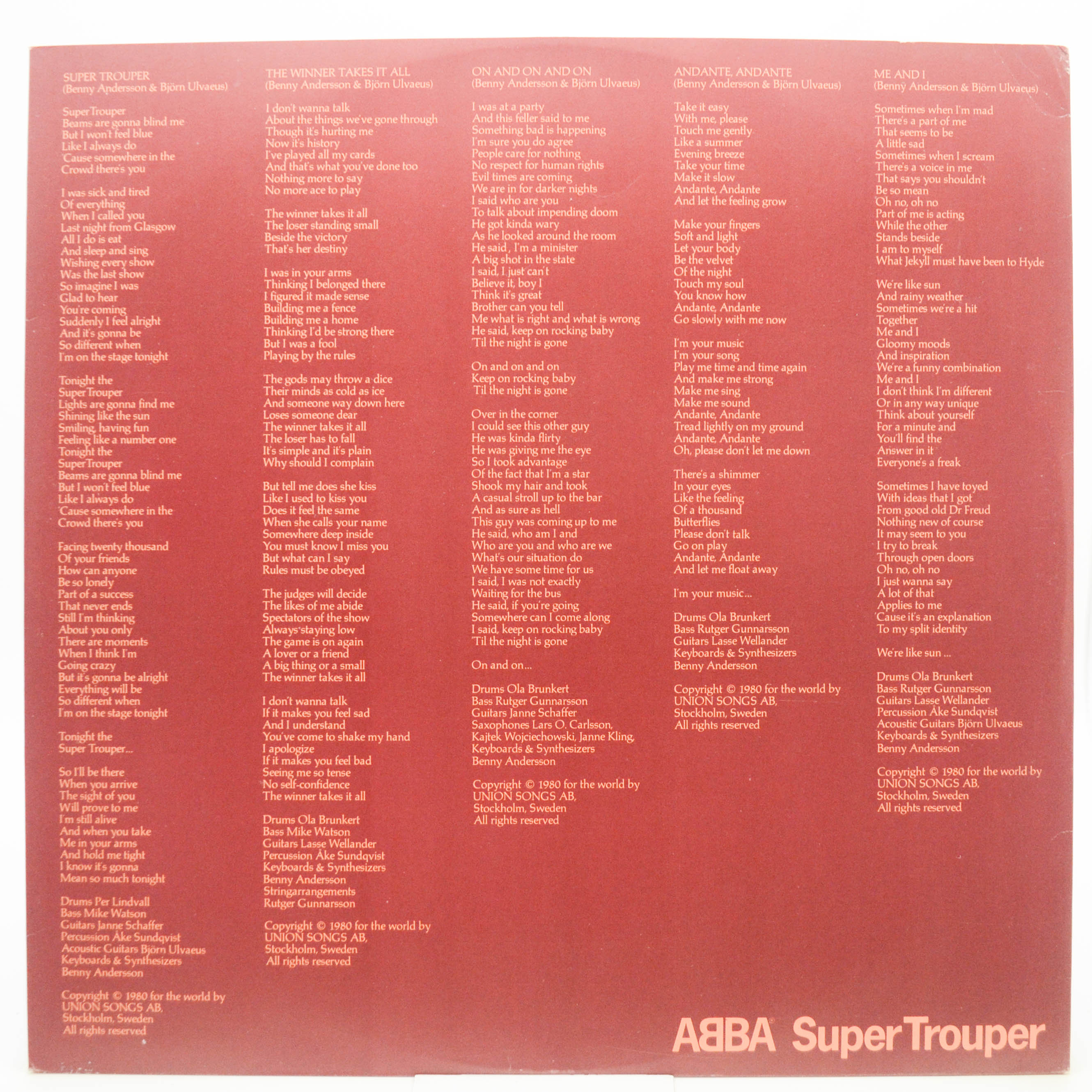 ABBA — Super Trouper (1-st, Sweden), 1980