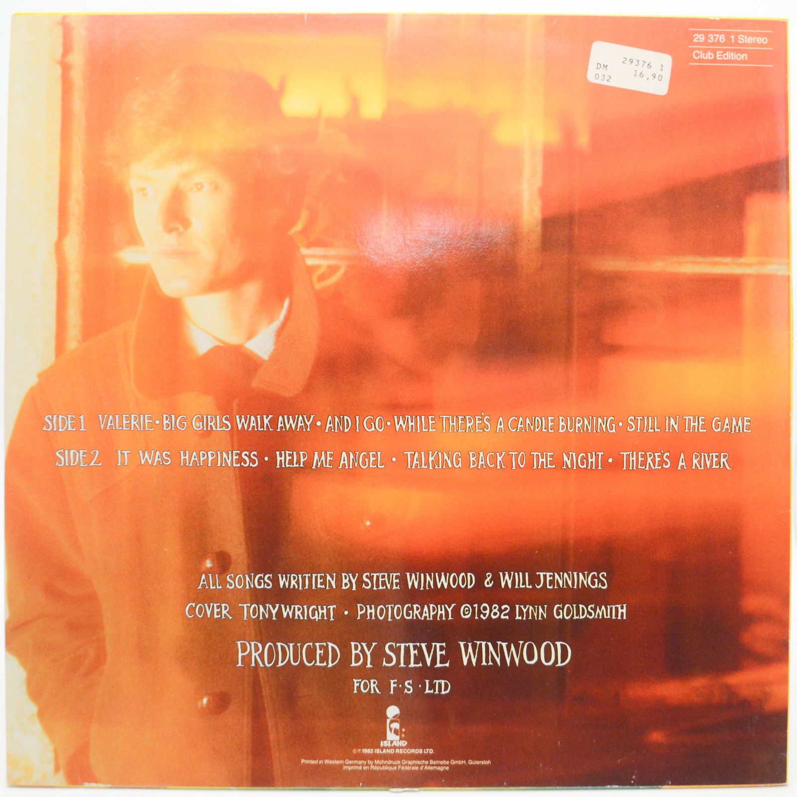 Steve Winwood — Talking Back To The Night, 1982